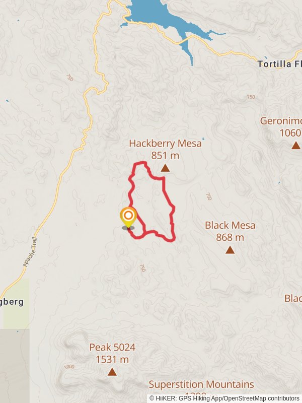 Second Water Trail to Hackberry Springs Loop Trail mobile static map