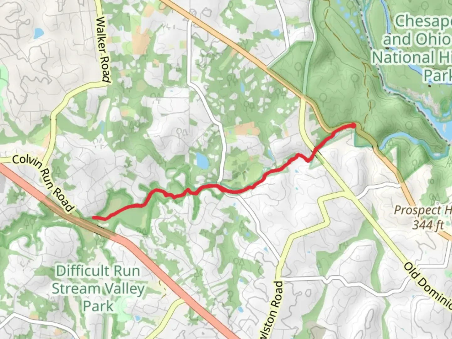An image depicting the trail Cross County Trail from GeorgeTown Pike and its surrounding area.