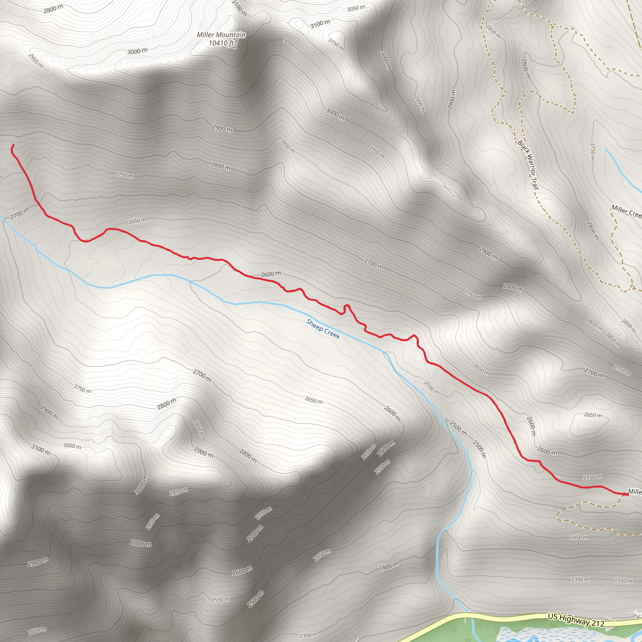 Sheep Creek Basin Trail mobile static map