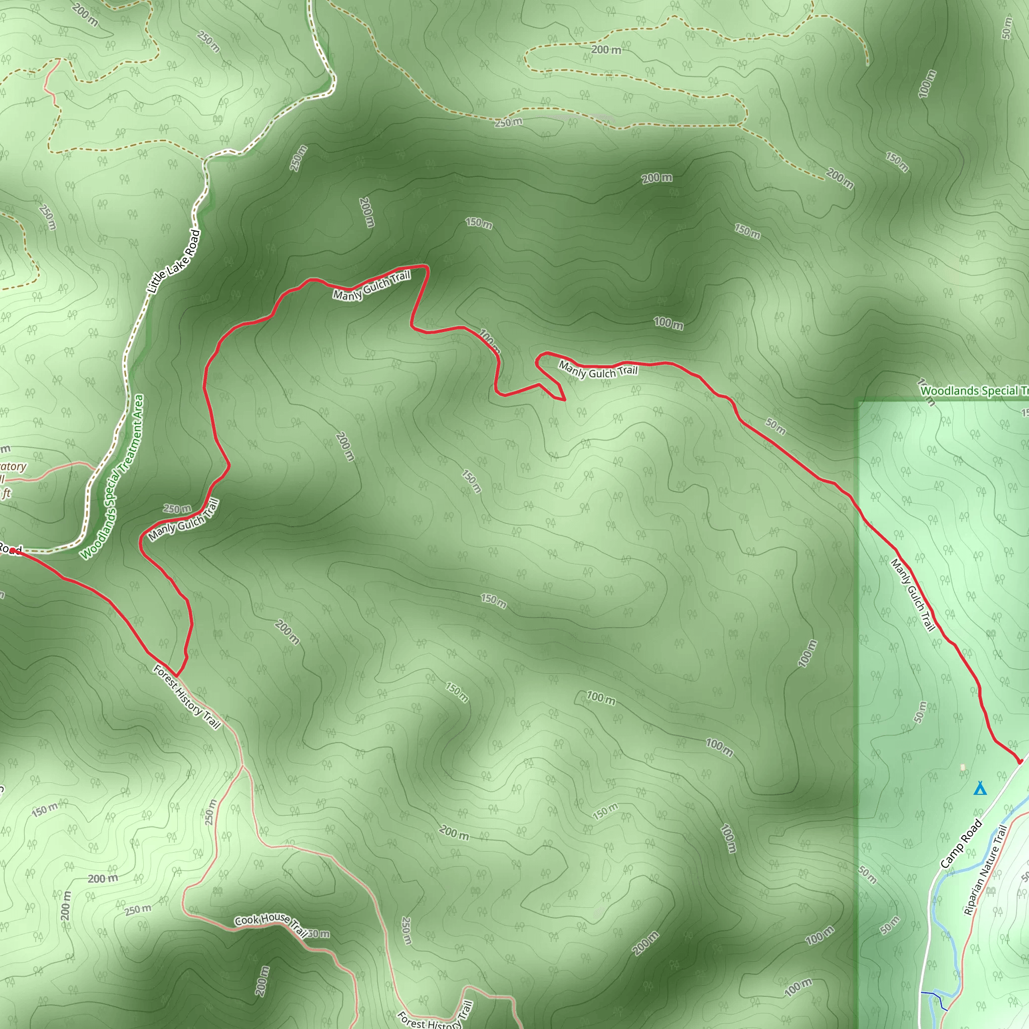 Manly Gulch Trail mobile static map