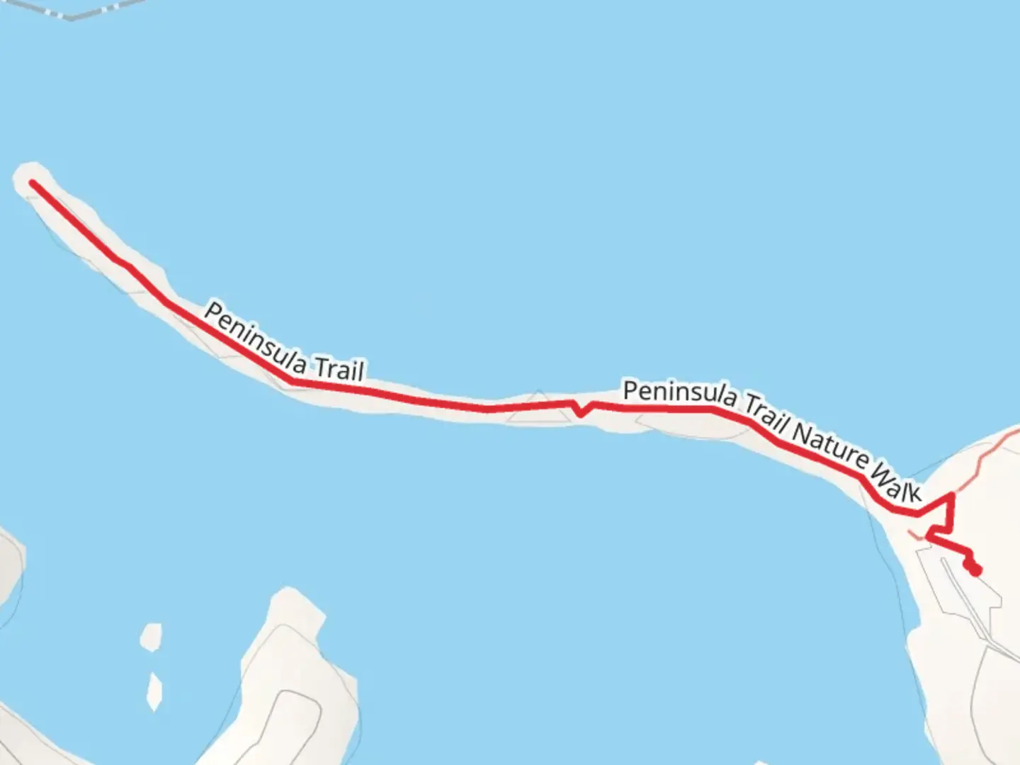 An image depicting the trail Peninsula Trail and its surrounding area.