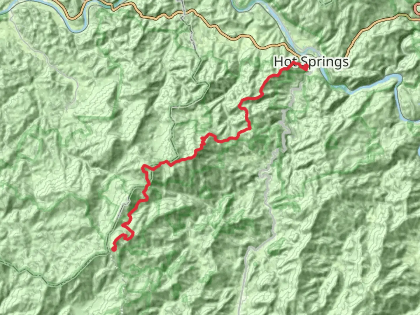 An image depicting the trail Appalachian Trail from Hot Springs and its surrounding area.