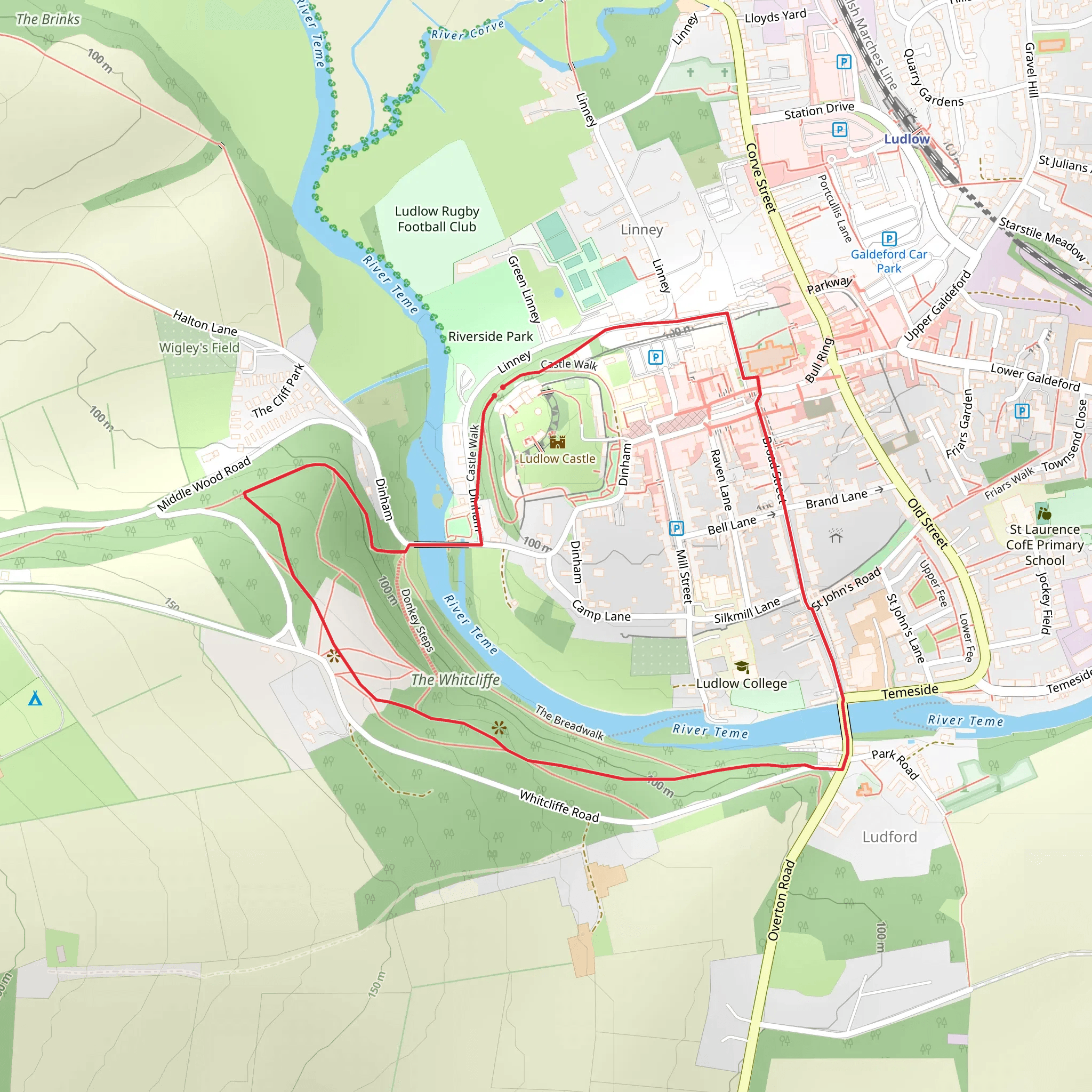Circular Walk around Ludlow mobile static map