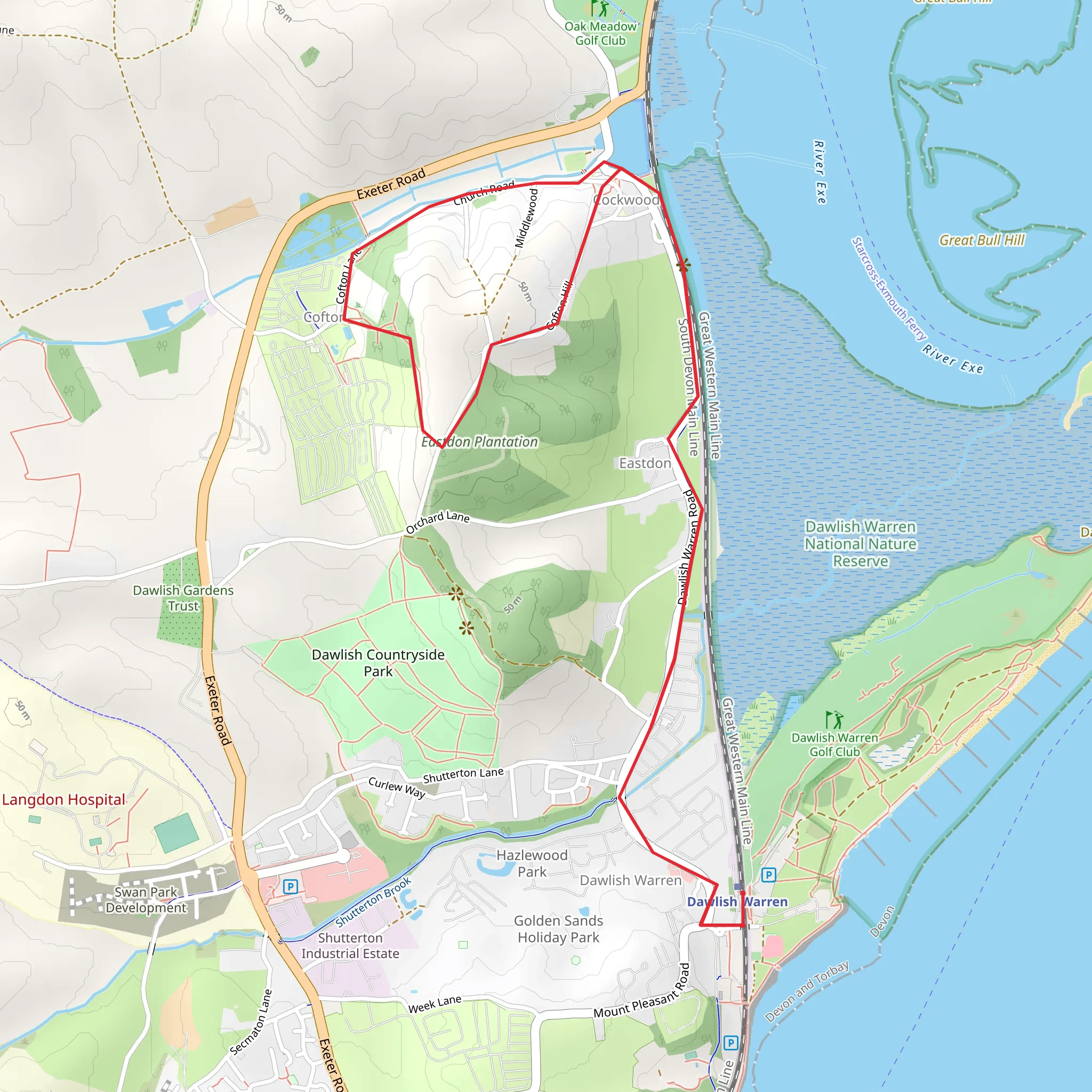 Riviera Line - Dawlish Warren Station - Cockwood mobile static map