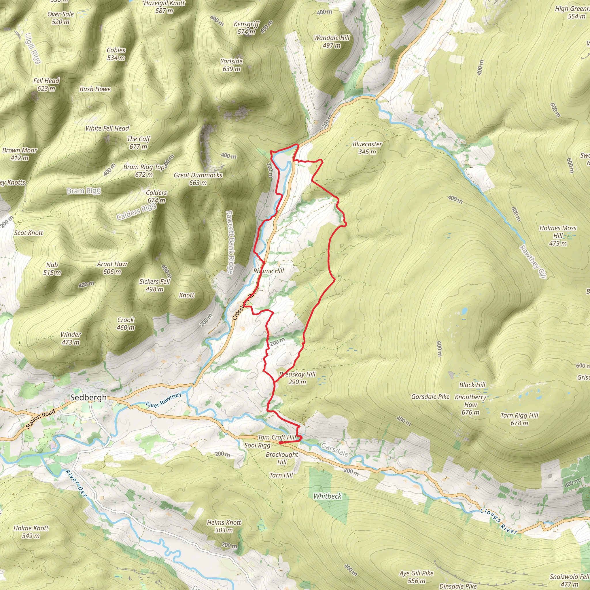 Garsdale - Rawtheydale - Cautley - Low Haygarth and West Baugh Fell mobile static map