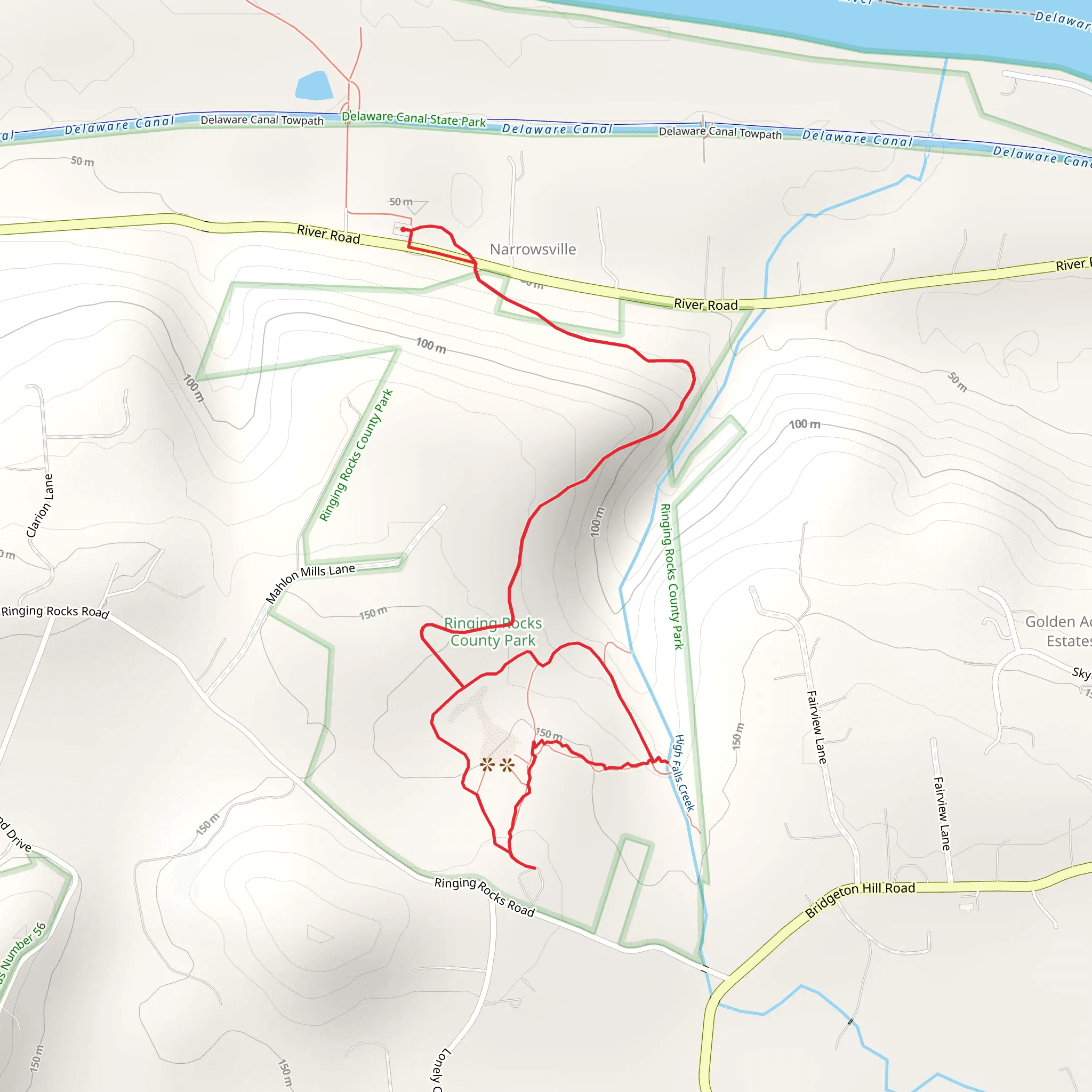 High Falls - Ringing Rocks County Park mobile static map