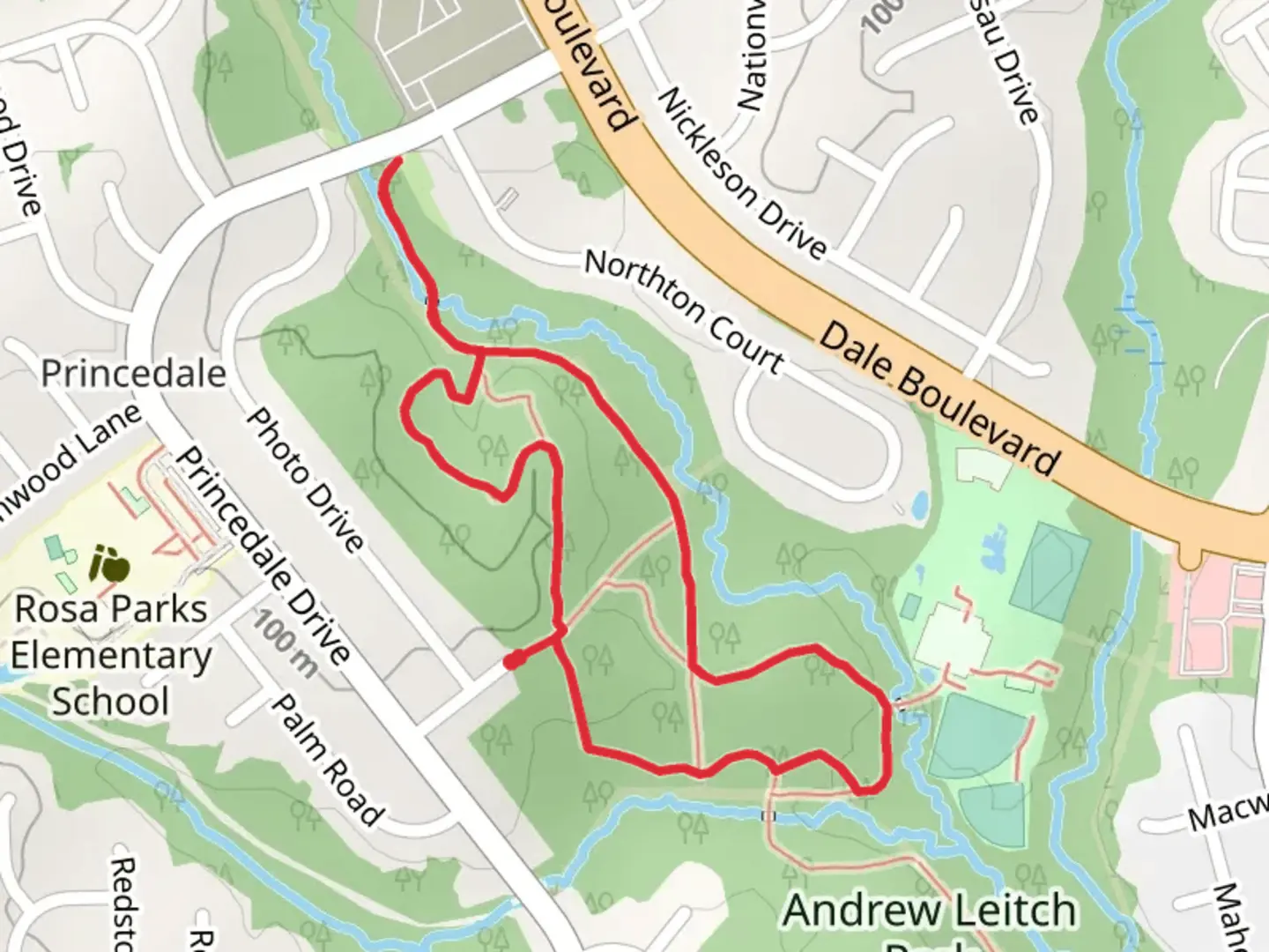 An image depicting the trail Neabsco Greenway and Neabsco Creek Loop and its surrounding area.