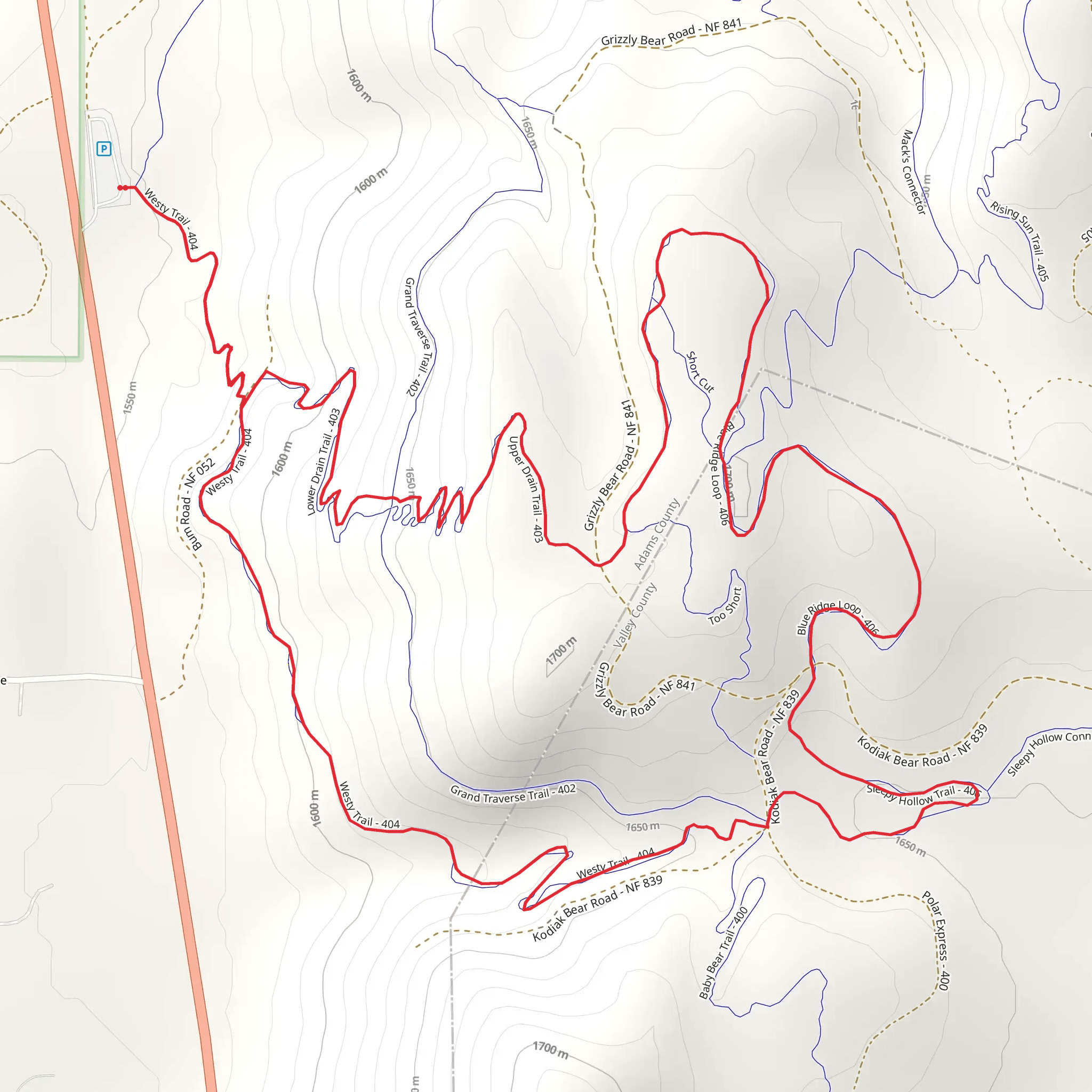 Westy Trail and Blue Ridge Loop mobile static map