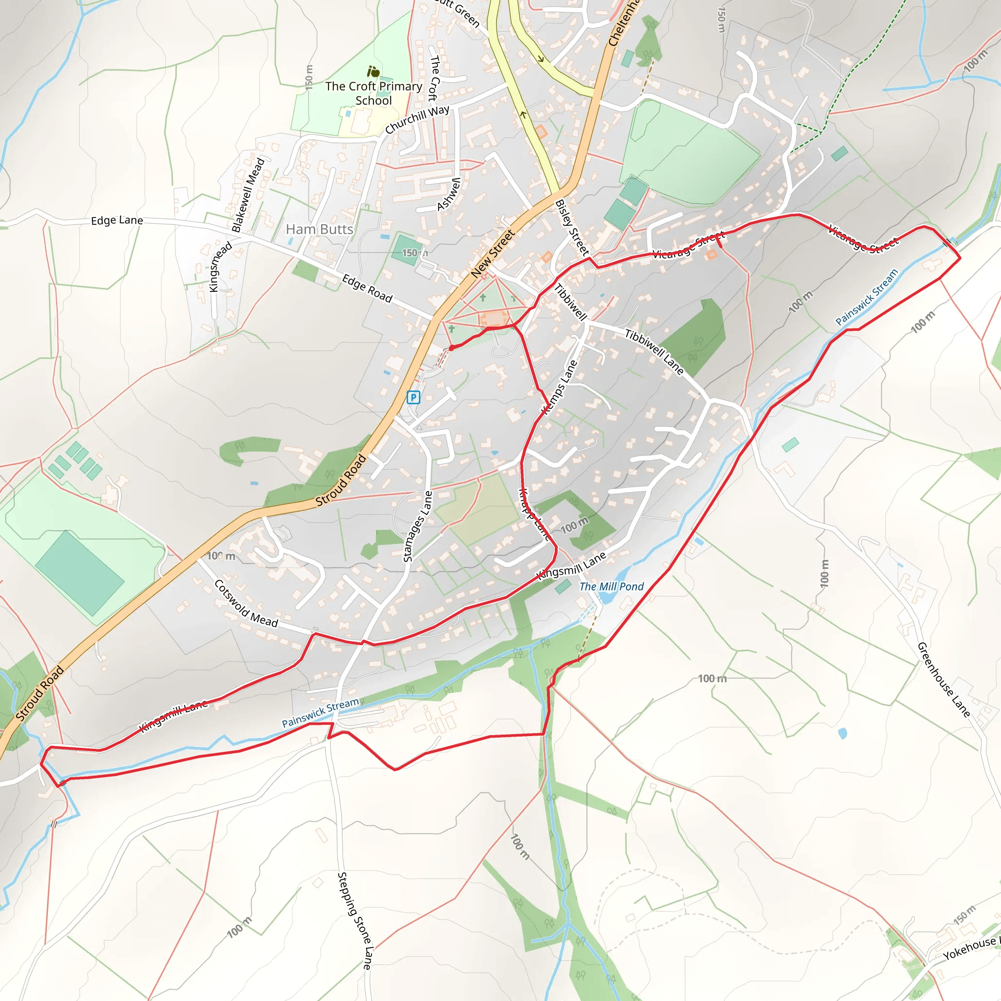 Circular Walk along the Painswick Stream mobile static map