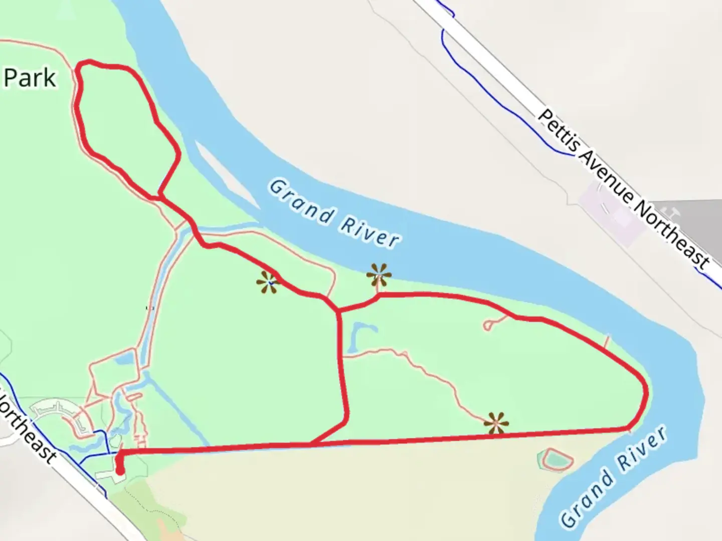 An image depicting the trail Grand River - Roselle Park Loop and its surrounding area.