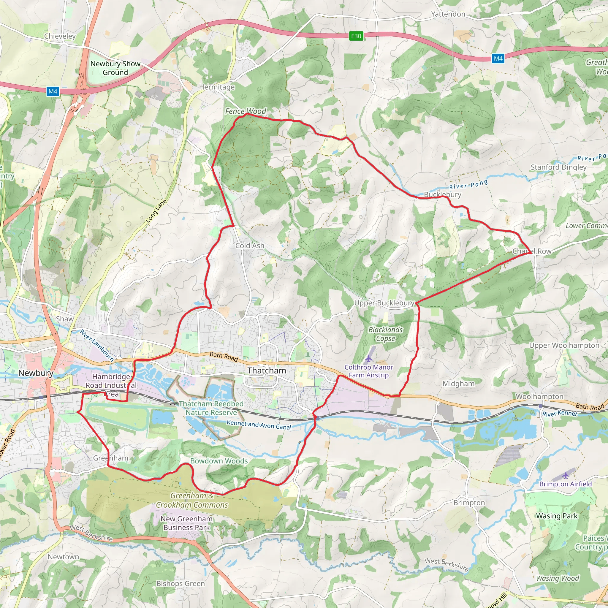 Thatcham, Bucklebury and Greenham Loop mobile static map