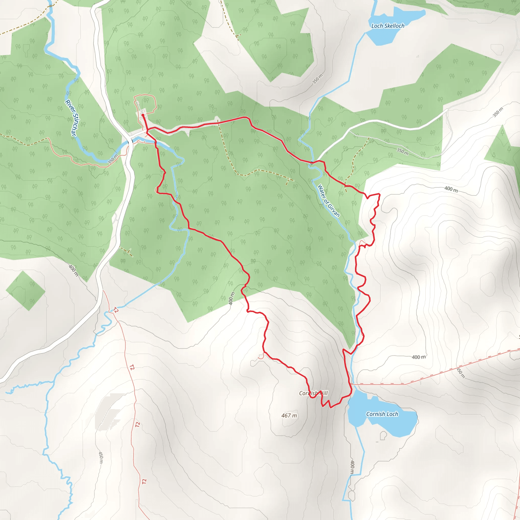 Cornish Hill and Loch Loop from Stinchar Bridge mobile static map