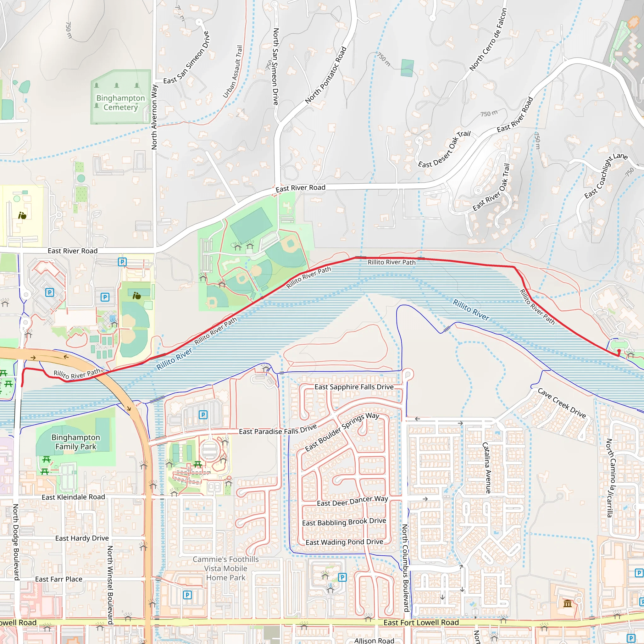 Rillito River Path from North Swan Road mobile static map