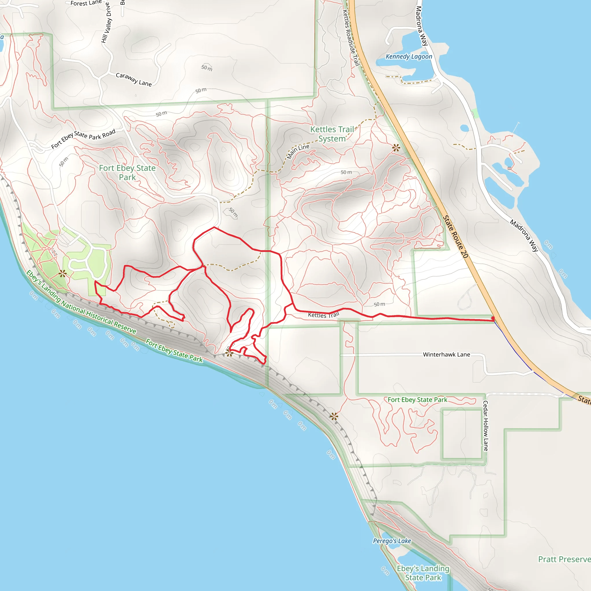 Kettles, Grancy's Run and Cedar Grove Loop Trail mobile static map