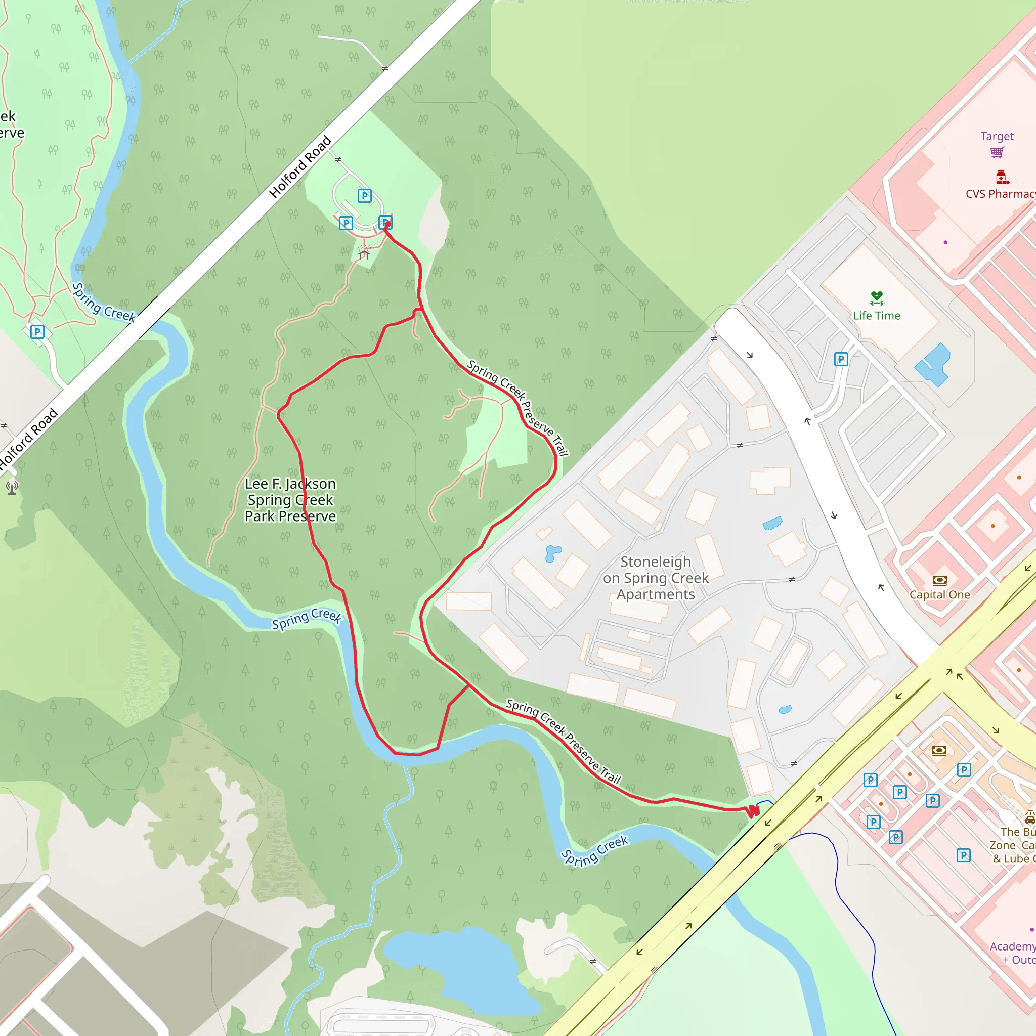 Spring Creek Forest and Preserve Loop Trail mobile static map