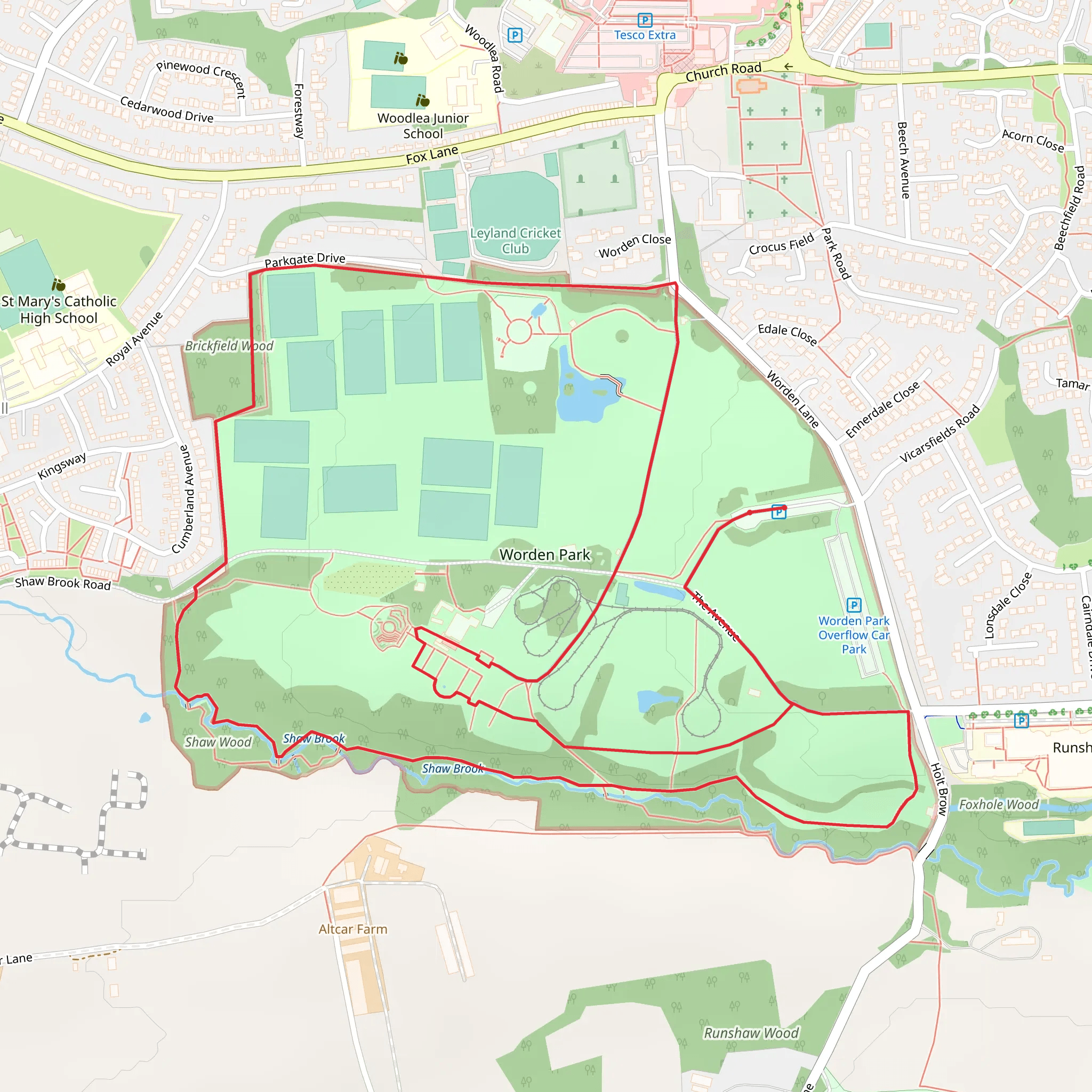 Worden Park Loop mobile static map