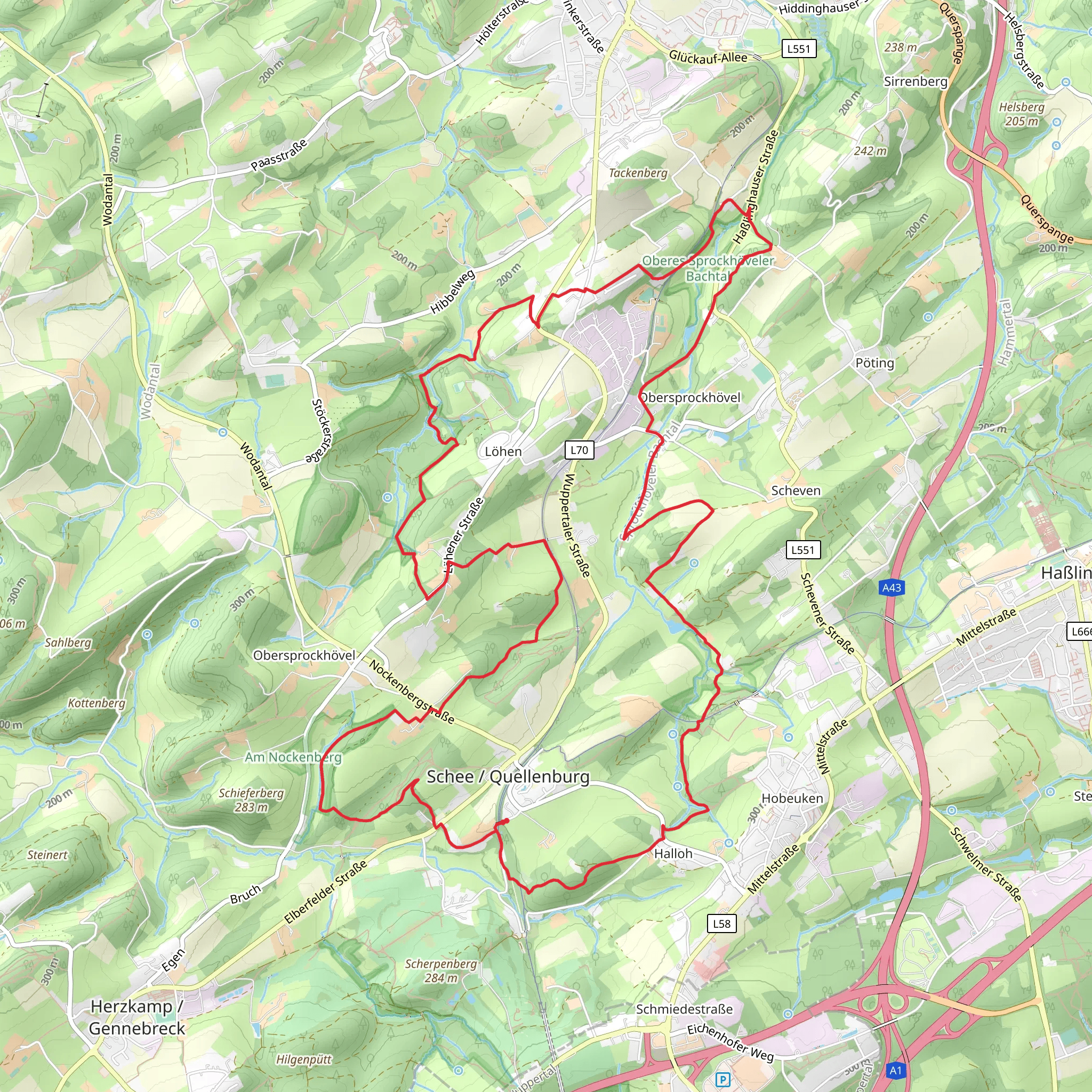 Schacht Hovel and Sprockhovel Loop mobile static map