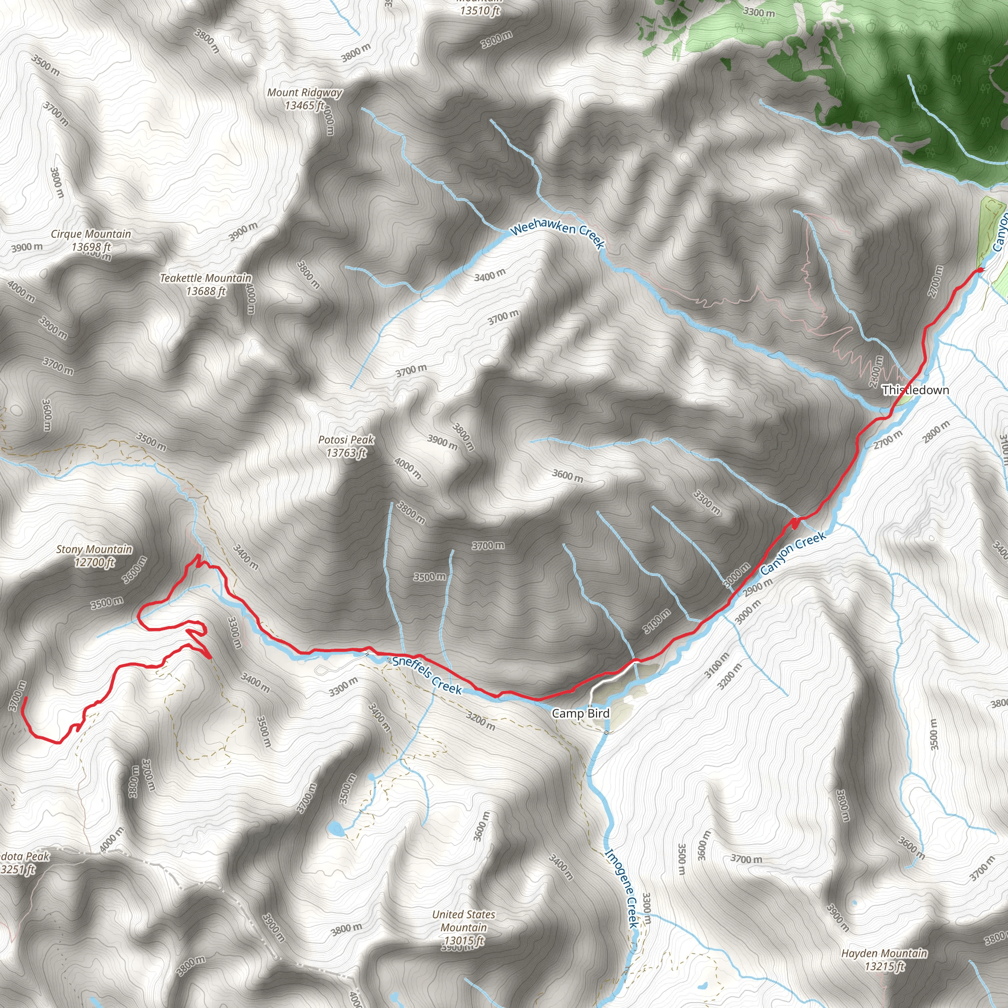 Camp Bird Road and Governor Basin Road mobile static map