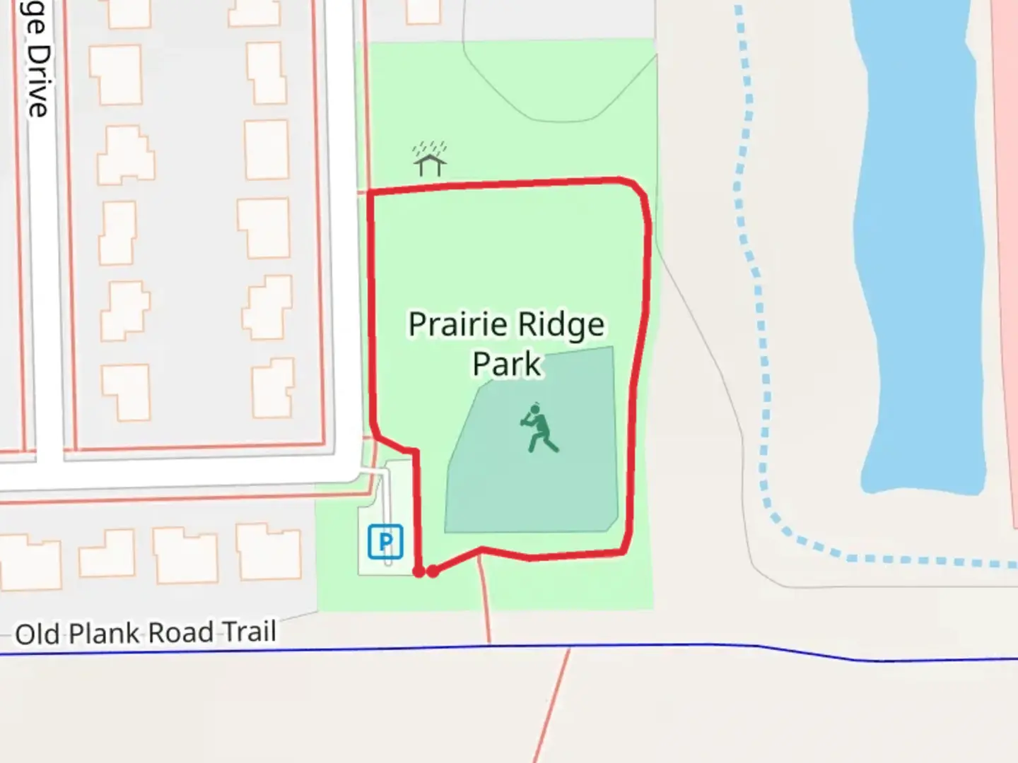 An image depicting the trail Prairie Ridge Drive Loop and its surrounding area.