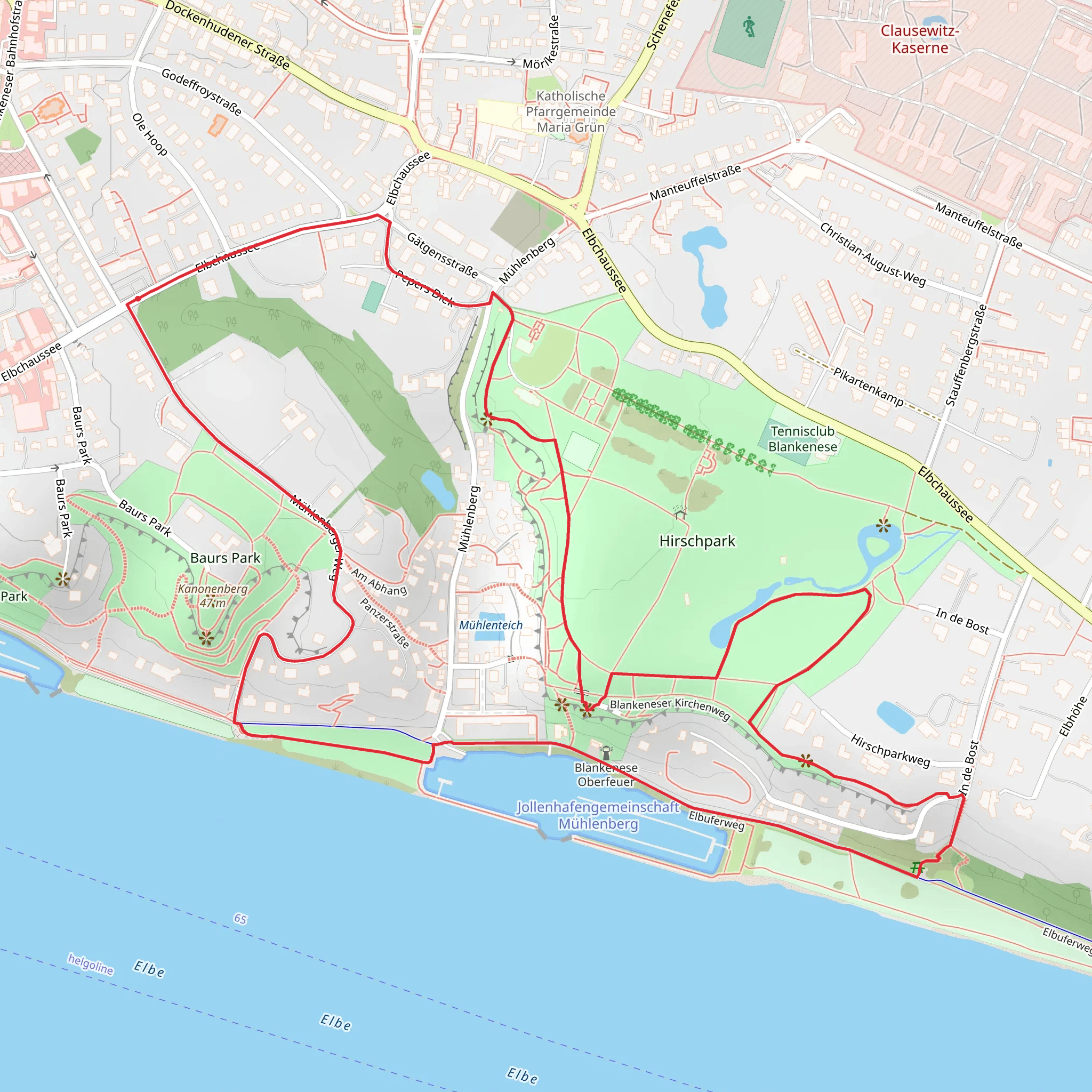 Hirschparktreppe and Mühlenberg Loop mobile static map
