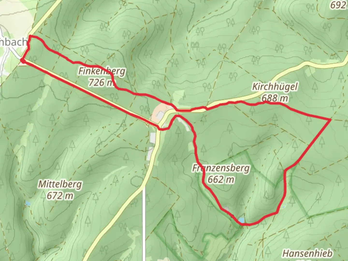 An image depicting the trail Via Porta and Lehrpfad Jaegersruh and its surrounding area.