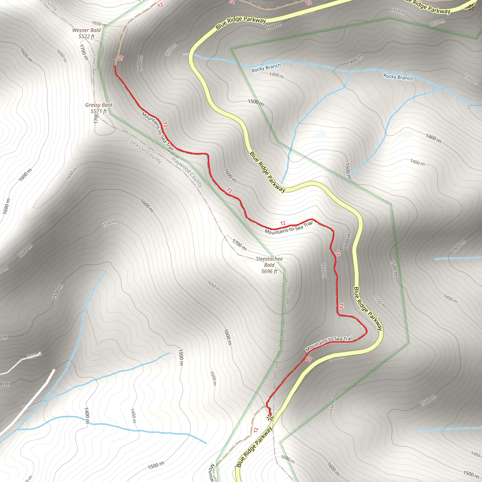 Mountains-to-Sea Trail - Blue Ridge Parkway mobile static map