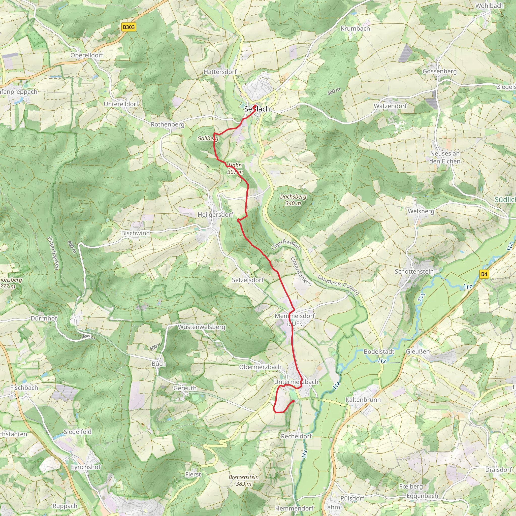 Untermerzbach to Sesslach via Fraenkischer Bibelweg mobile static map
