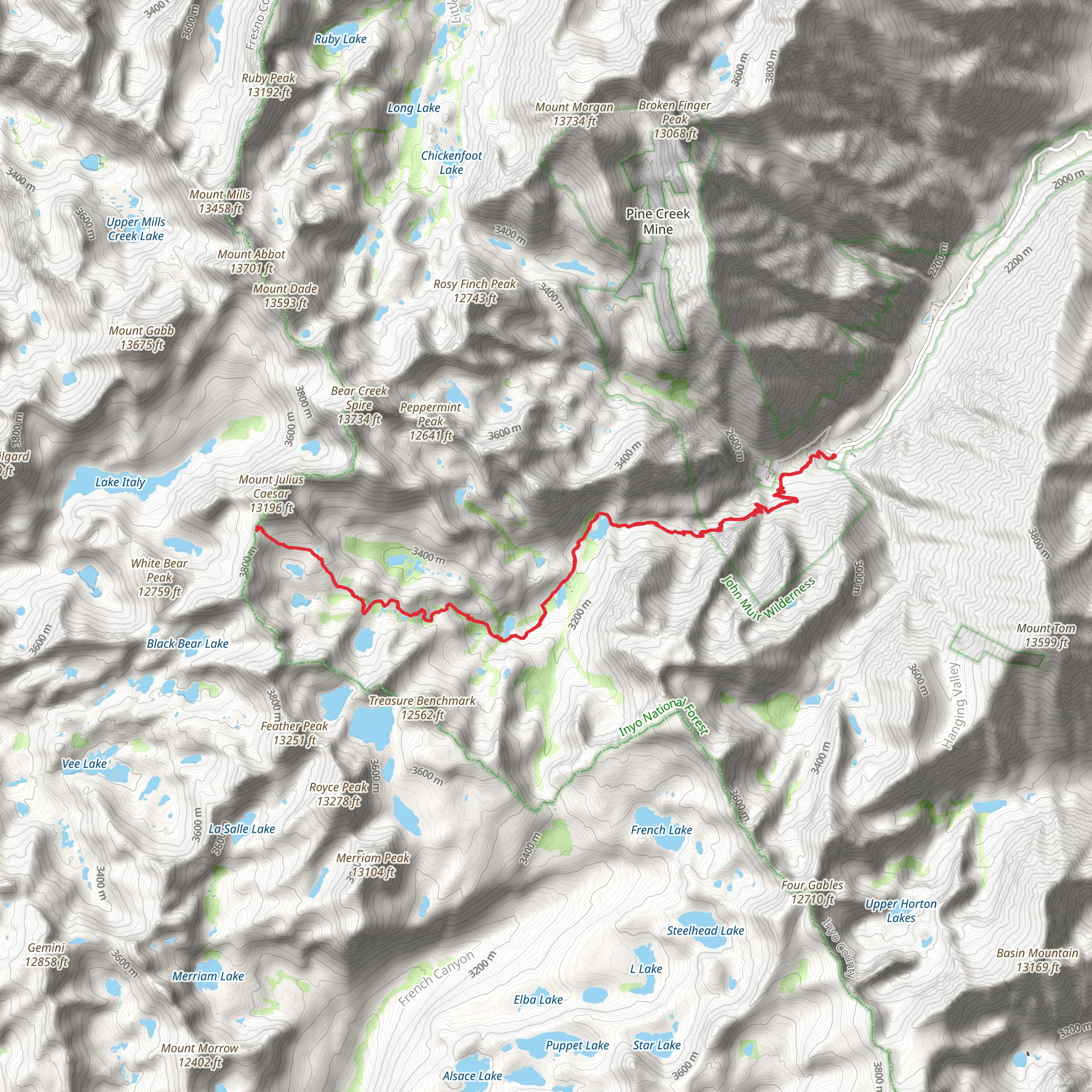 Italy Pass via Pine Creek Pass Trail mobile static map