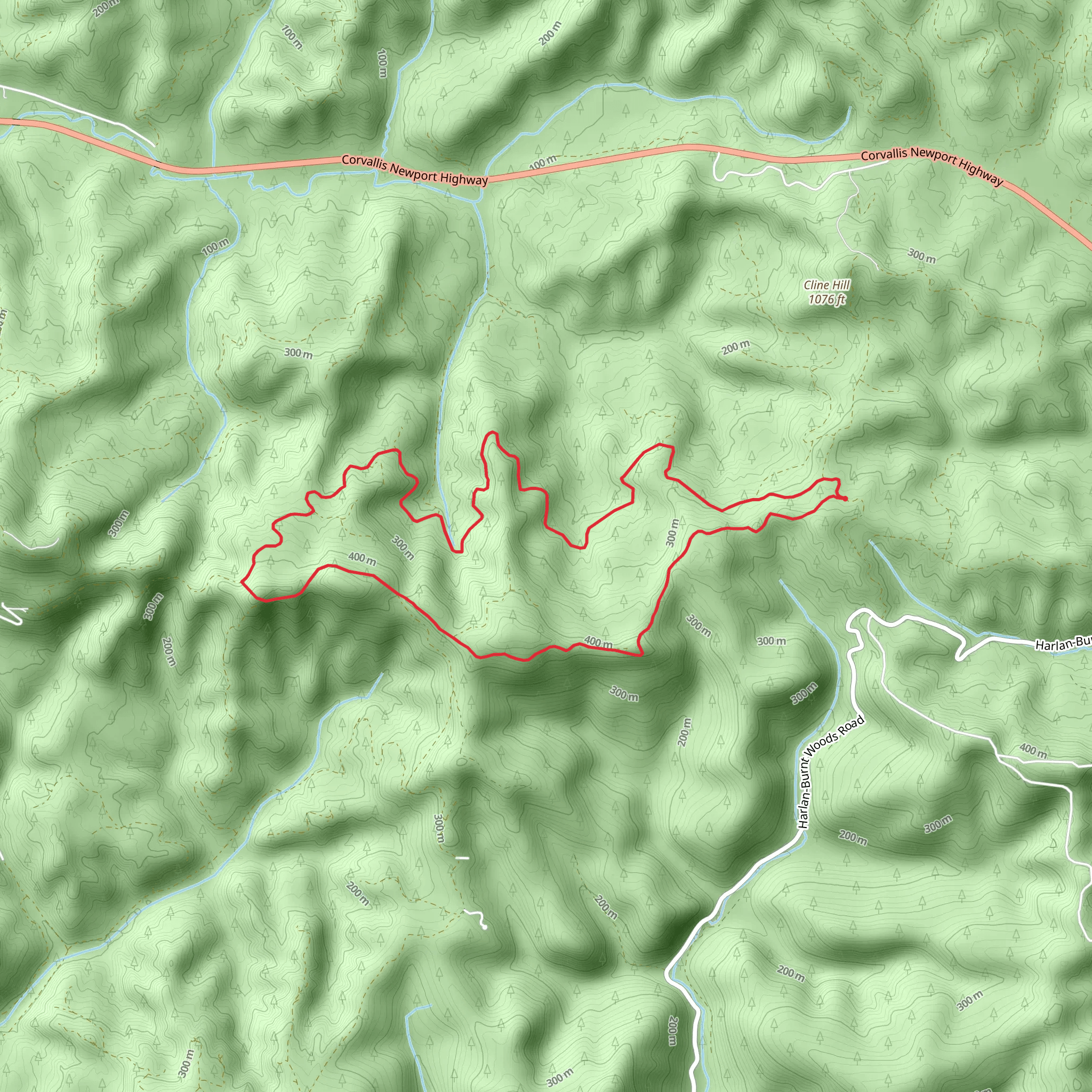 Burnt Woods Forest Road and Burnt Woods Ridge Road Loop mobile static map
