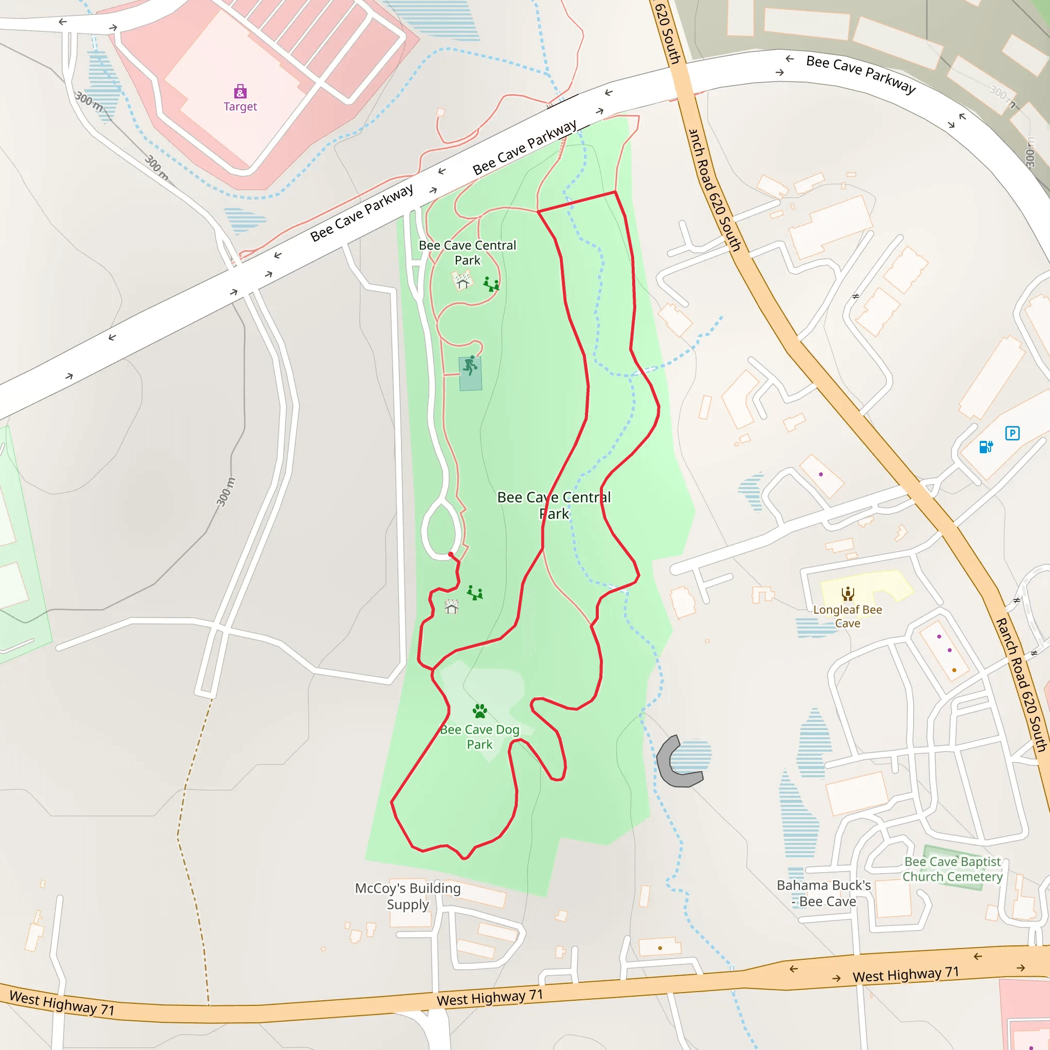 Bee Cave Central Park Loop mobile static map