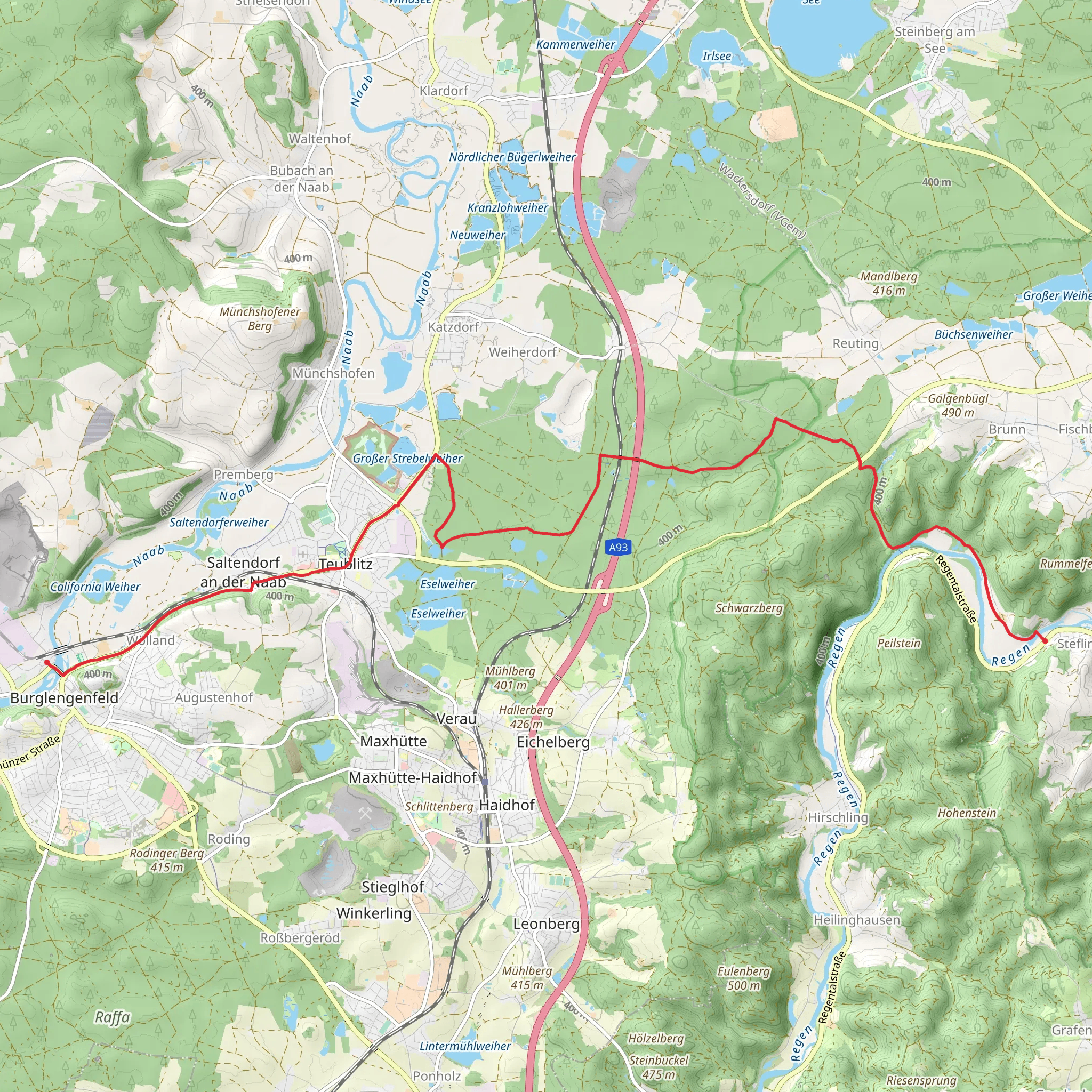 Burglengenfeld to Stefling Walk mobile static map