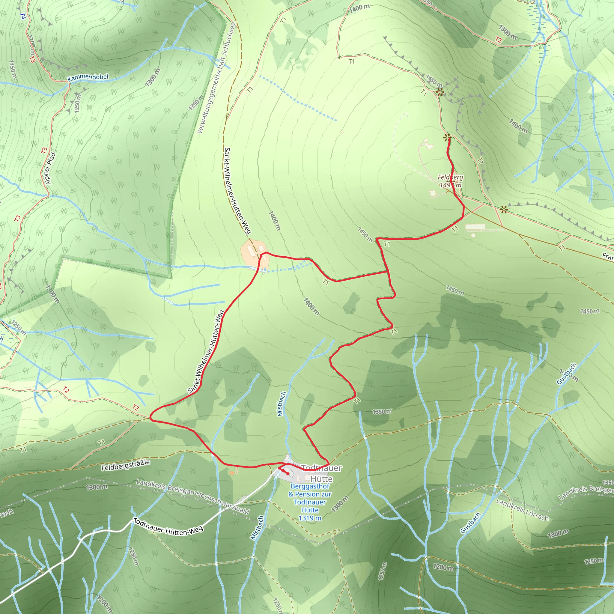 Feldberg via Sankt-Wilhelmer-Hütten-Weg mobile static map