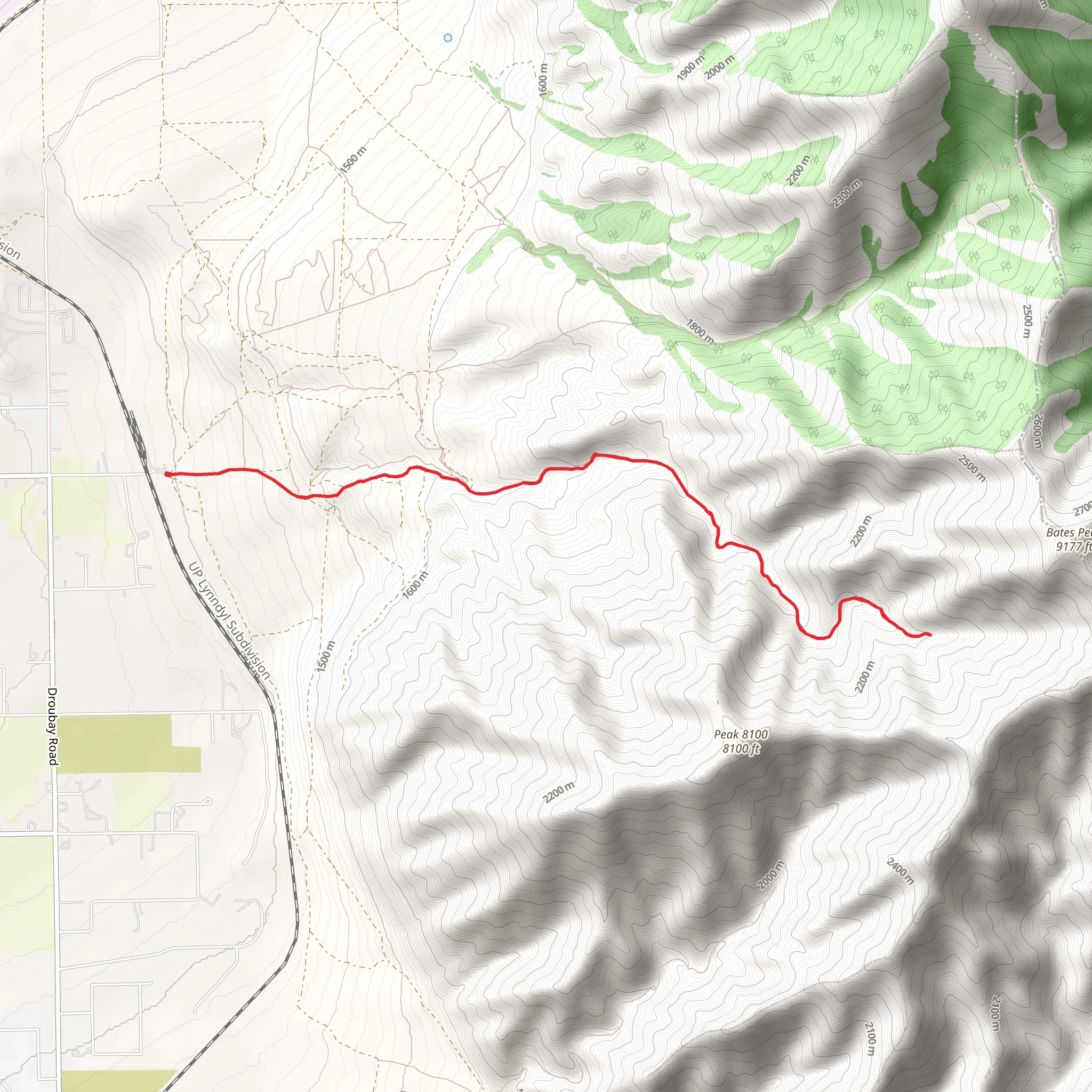 Bates Canyon Trail mobile static map