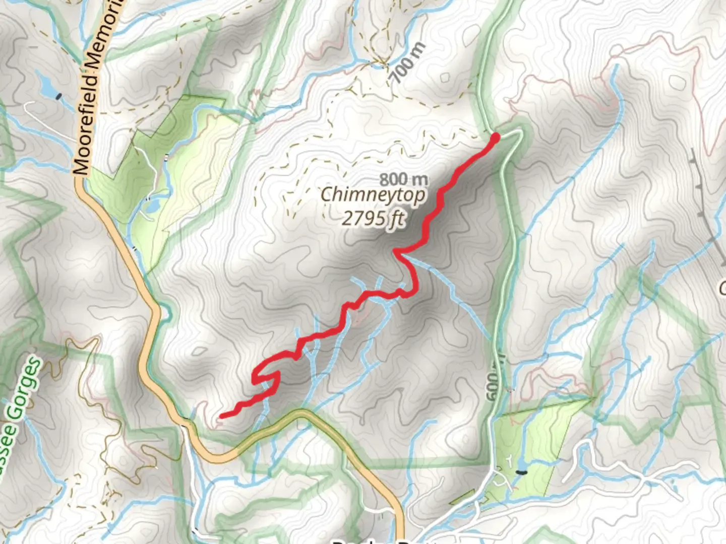 An image depicting the trail Foothills Trail from Chimneytop Gap and its surrounding area.