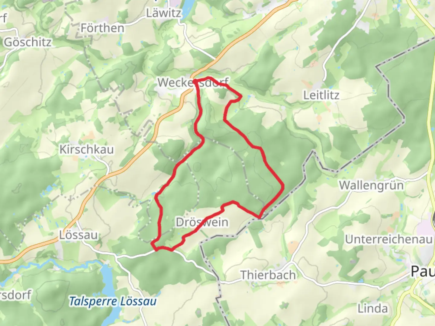 An image depicting the trail Rundwanderweg Weckersdorf and its surrounding area.