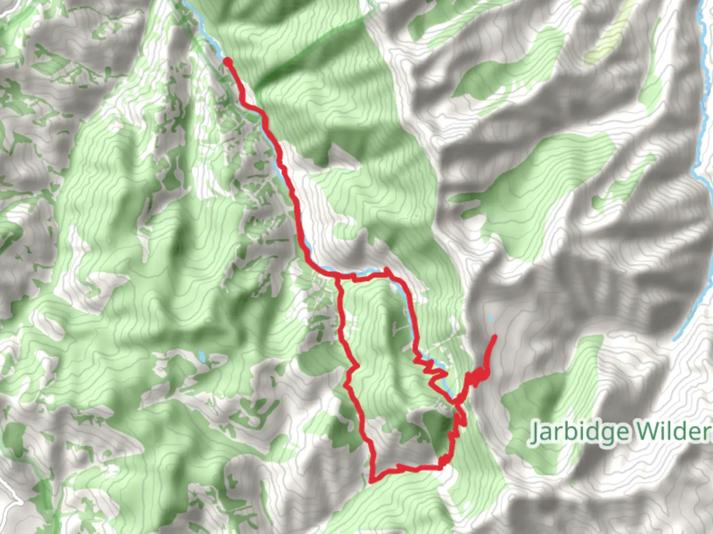 An image depicting the trail Jarbidge and Emerald Lake Loop and its surrounding area.