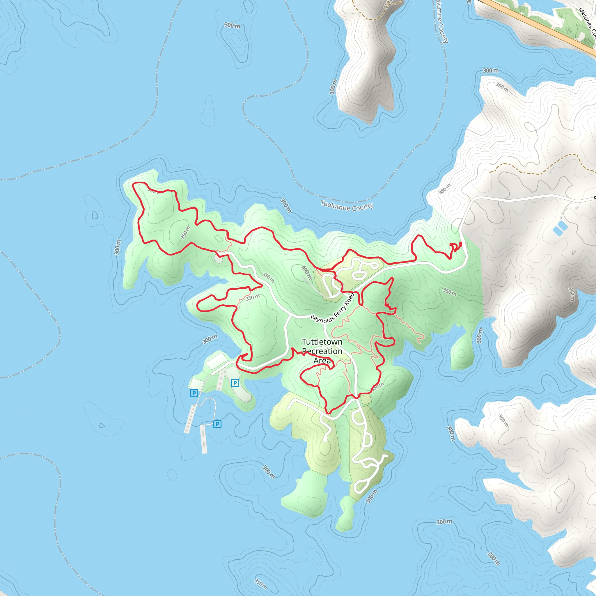 Tuttletown Recreation Area Loop via Heron Point Trail mobile static map