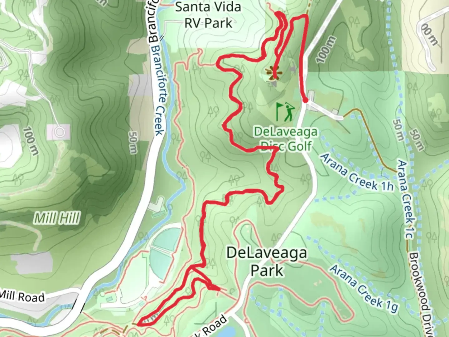 An image depicting the trail La Corona and Enchanted Loop Trail and its surrounding area.