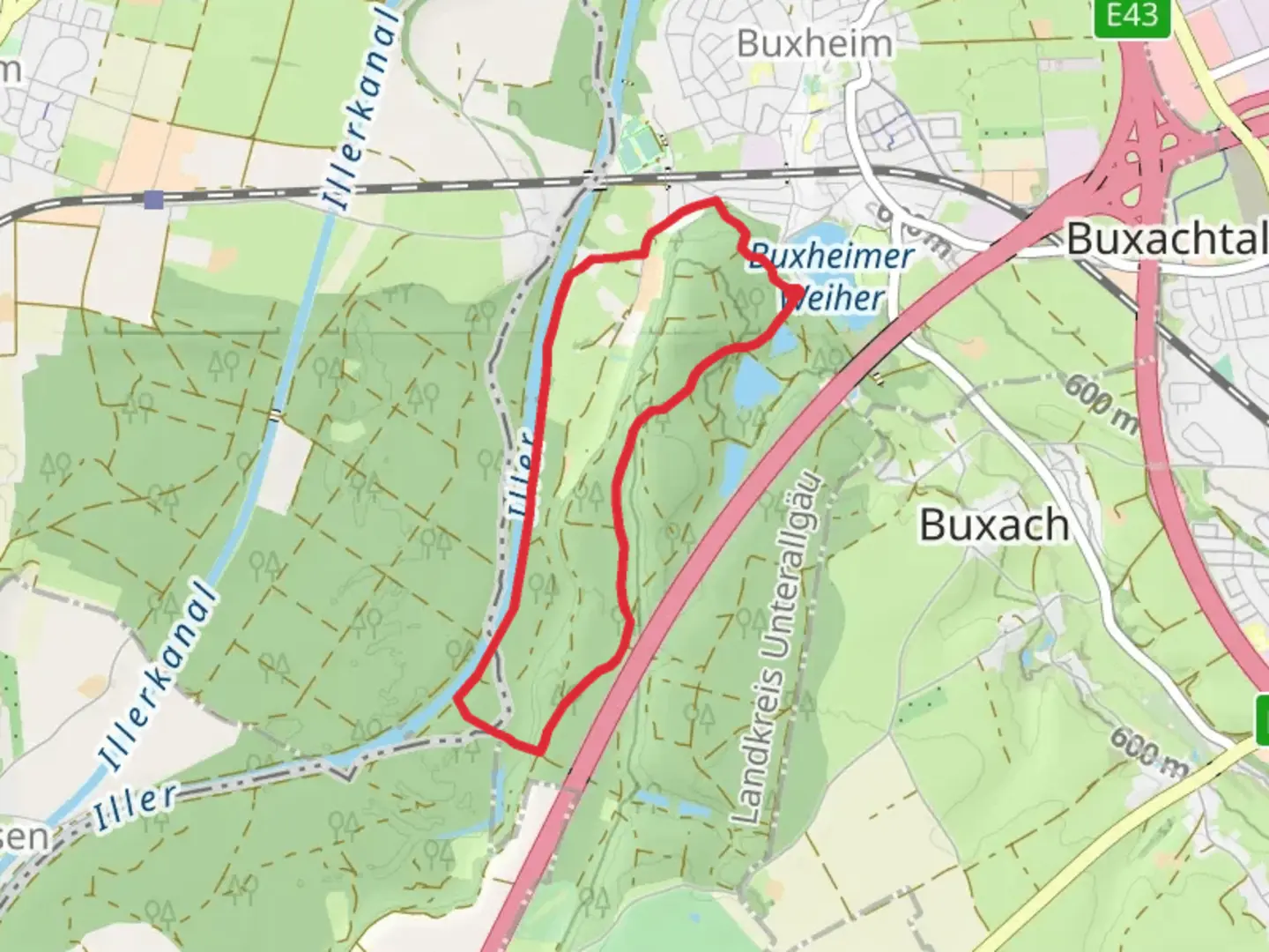 An image depicting the trail Iller Loop and its surrounding area.