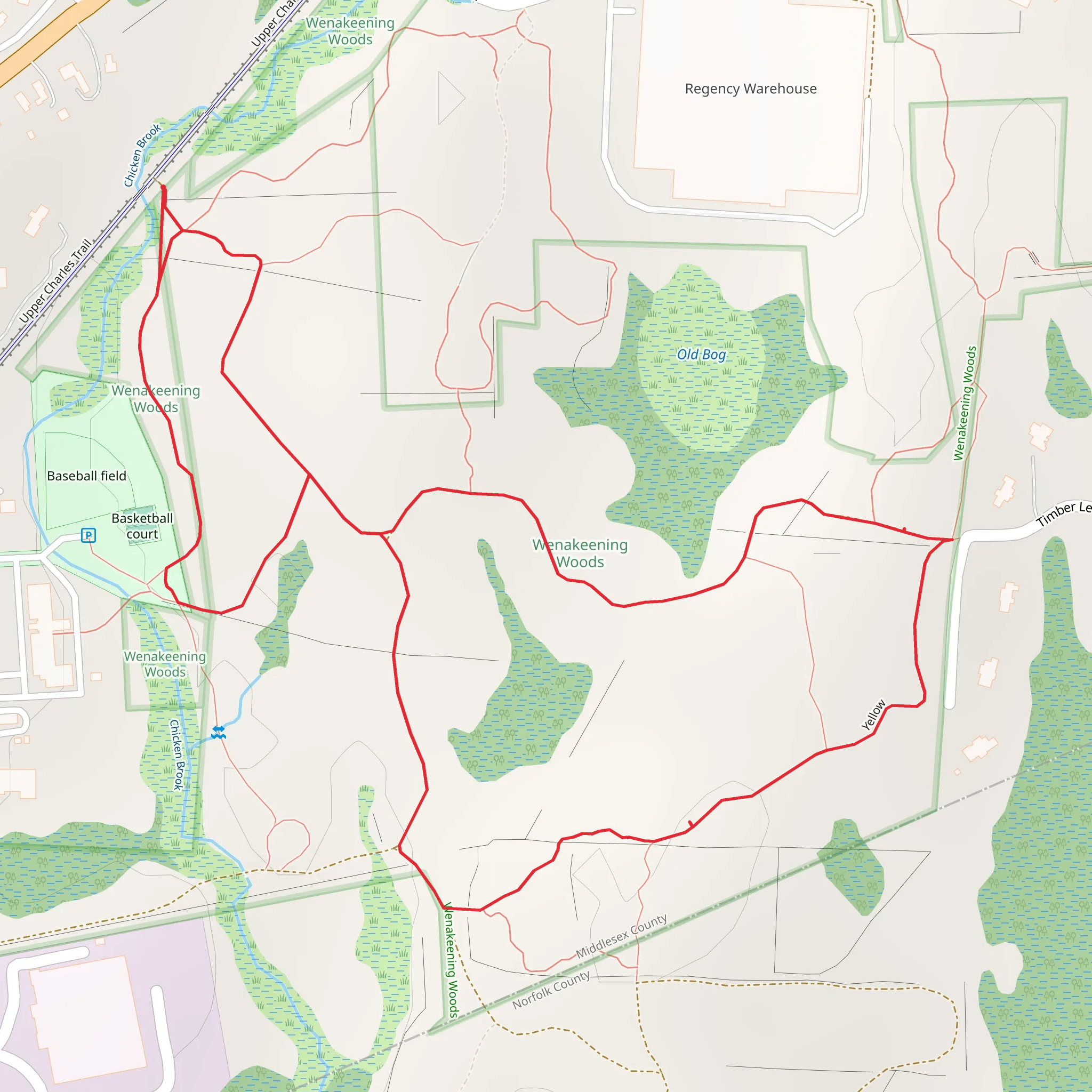 Yellow Loop Trail from Washington Street mobile static map