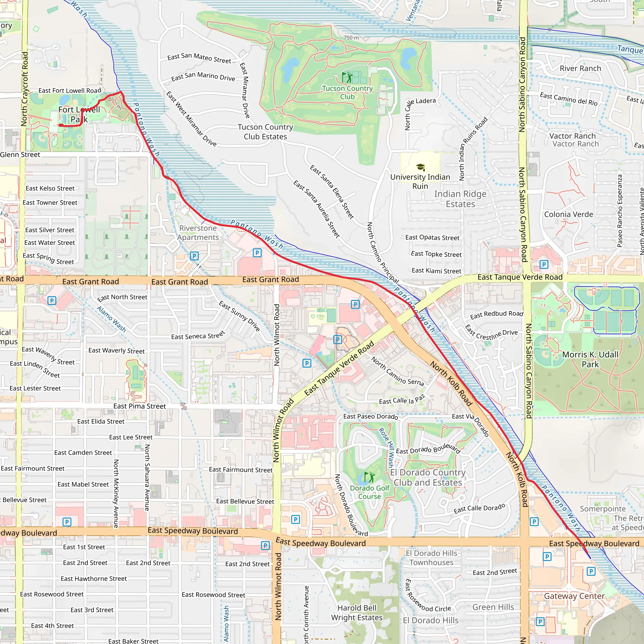 Pantano Wash Walk mobile static map