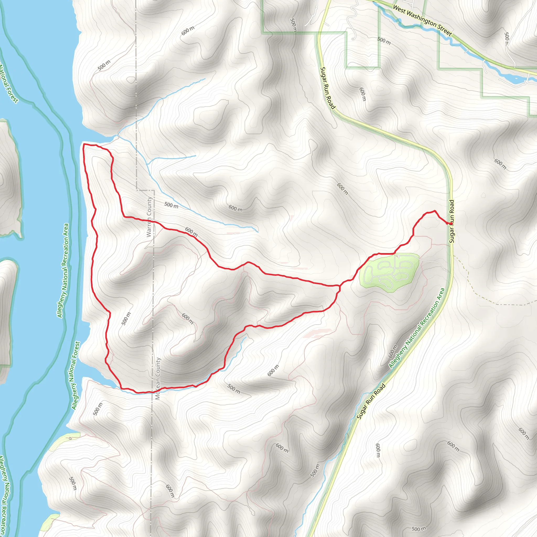 Tracy Ridge Hiking Loop Trail mobile static map