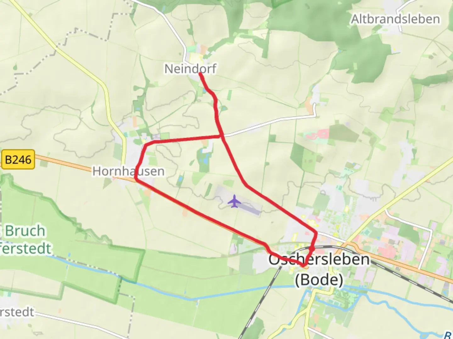 An image depicting the trail Oschersleben to Neindorf and Hornhausen Loop and its surrounding area.
