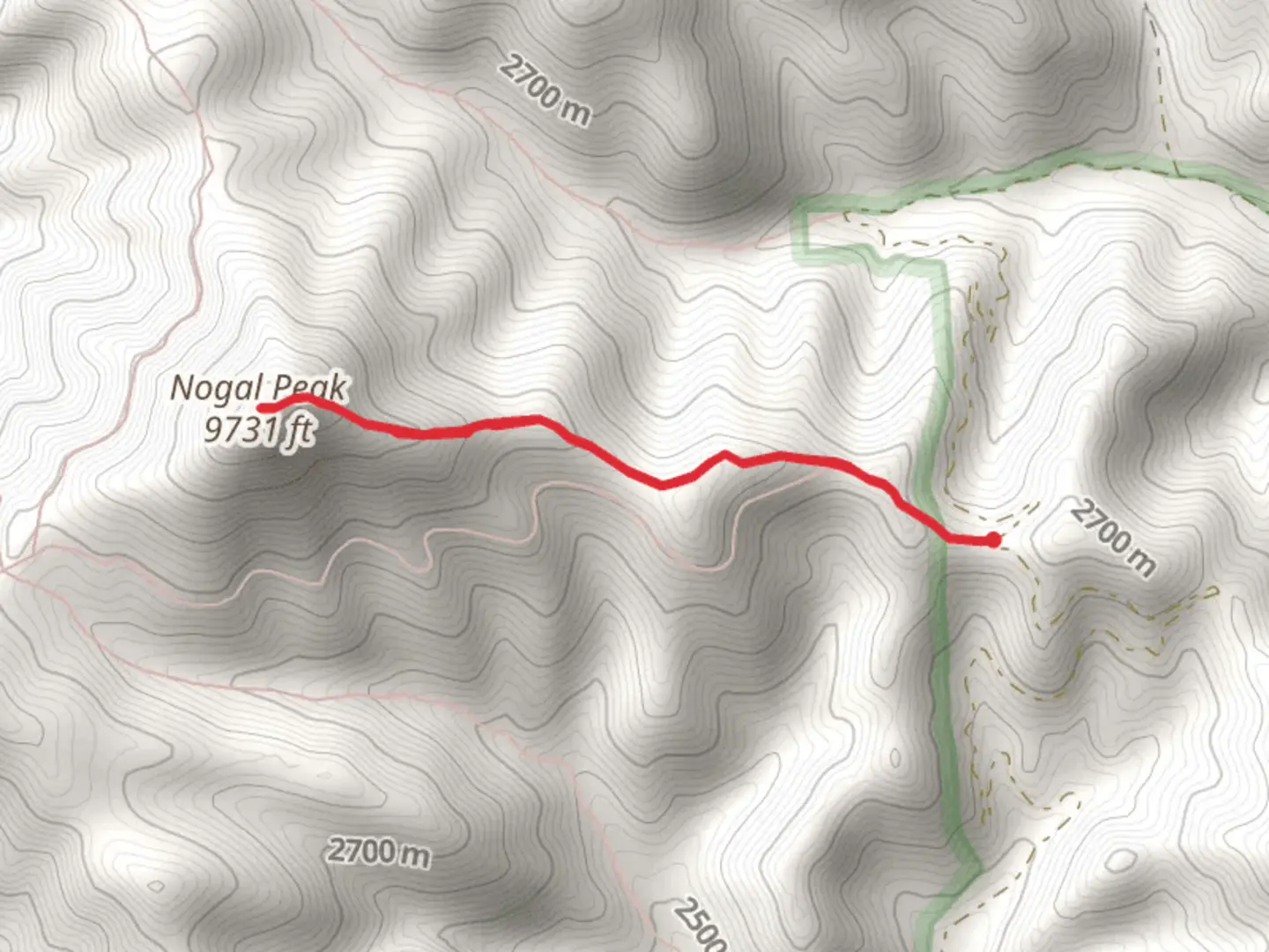 An image depicting the trail Nogal Peak Trail and its surrounding area.