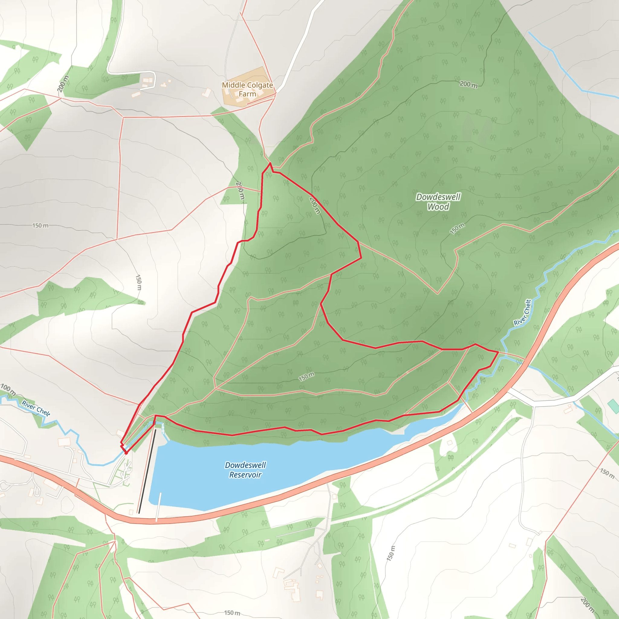 Dowdeswell Reservoir Loop mobile static map
