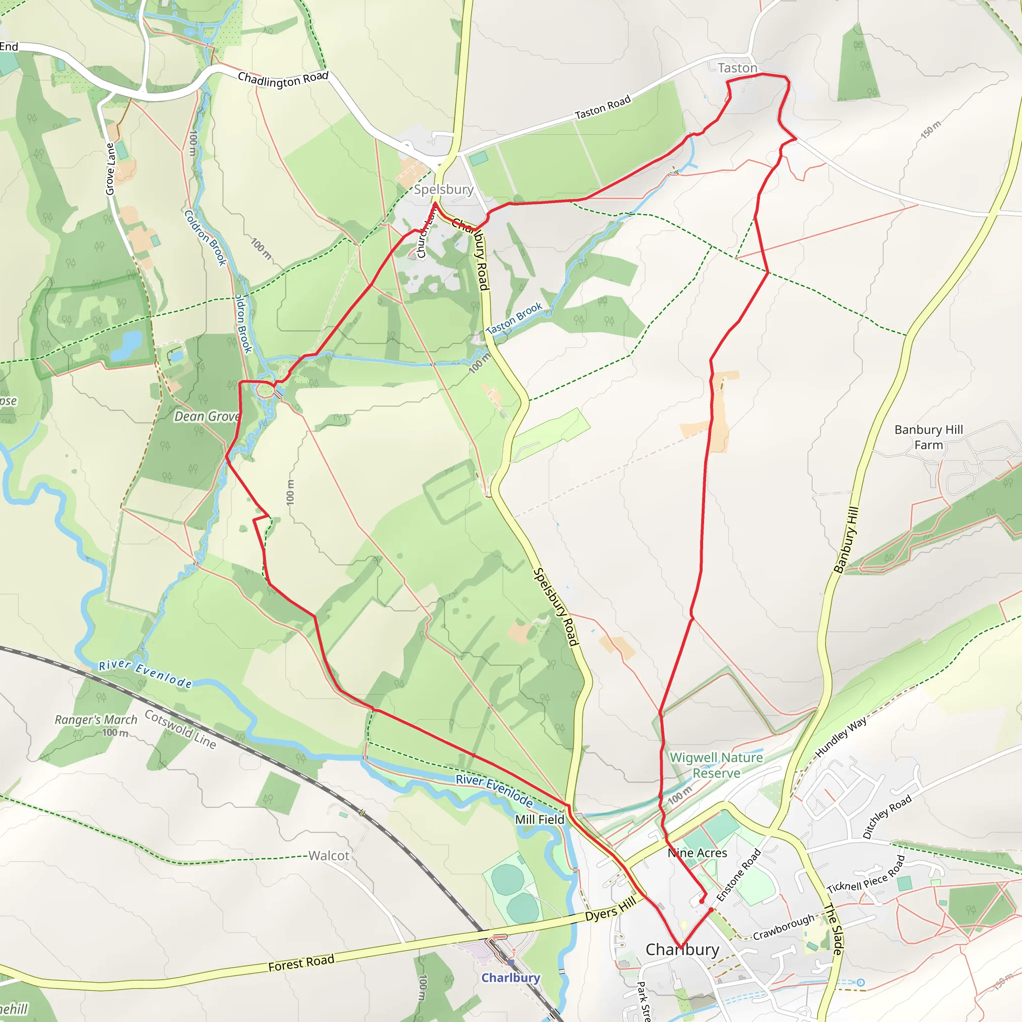 Charlbury via Spelsbury Circular mobile static map