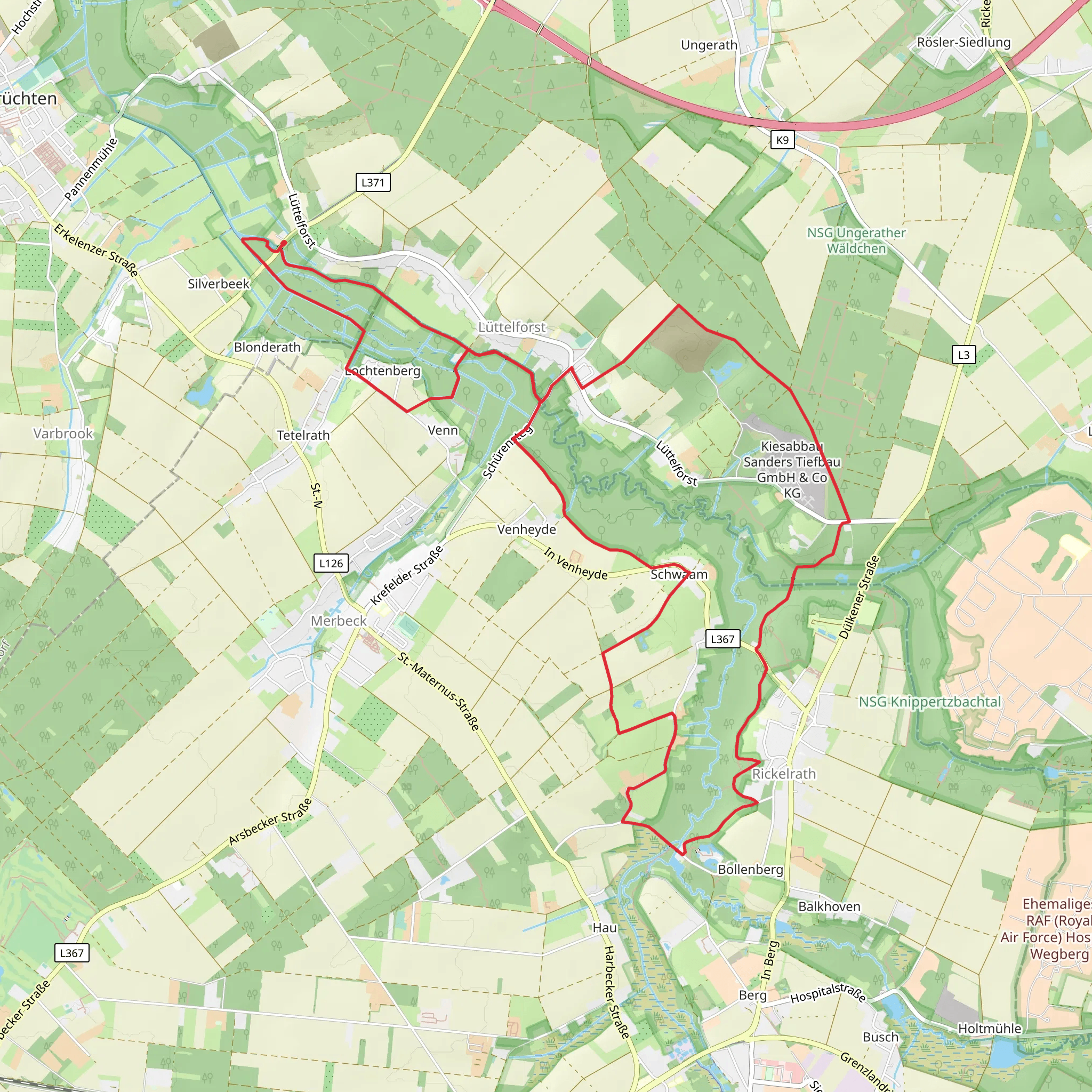 Maas Niederrheinpad, Luettelforst and Wegberger MuehlenTour Loop mobile static map