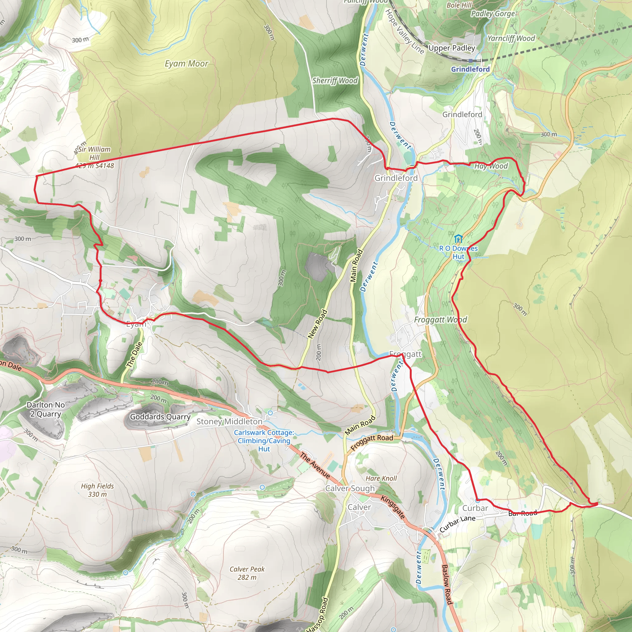 Eyam and Grindleford Loop via Sir William Hill mobile static map