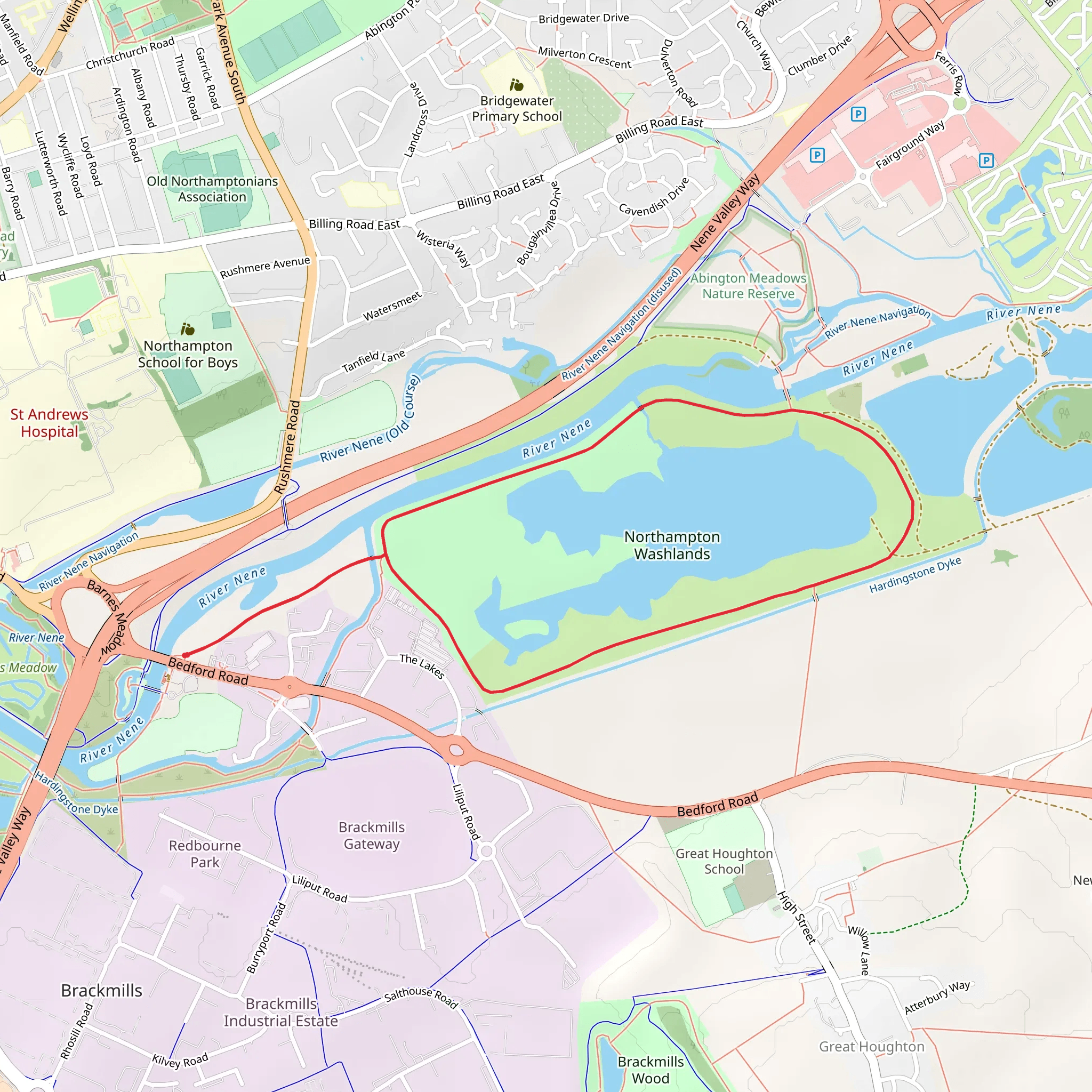 Northampton Washlands Loop mobile static map