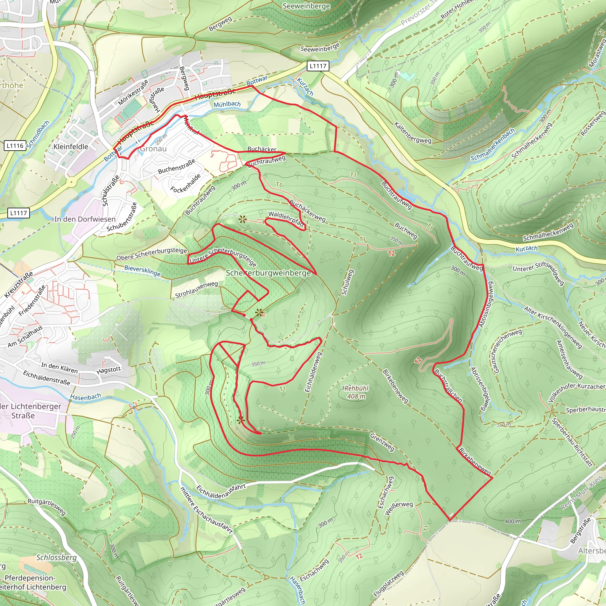 Gronau Trail and Birk Trail mobile static map